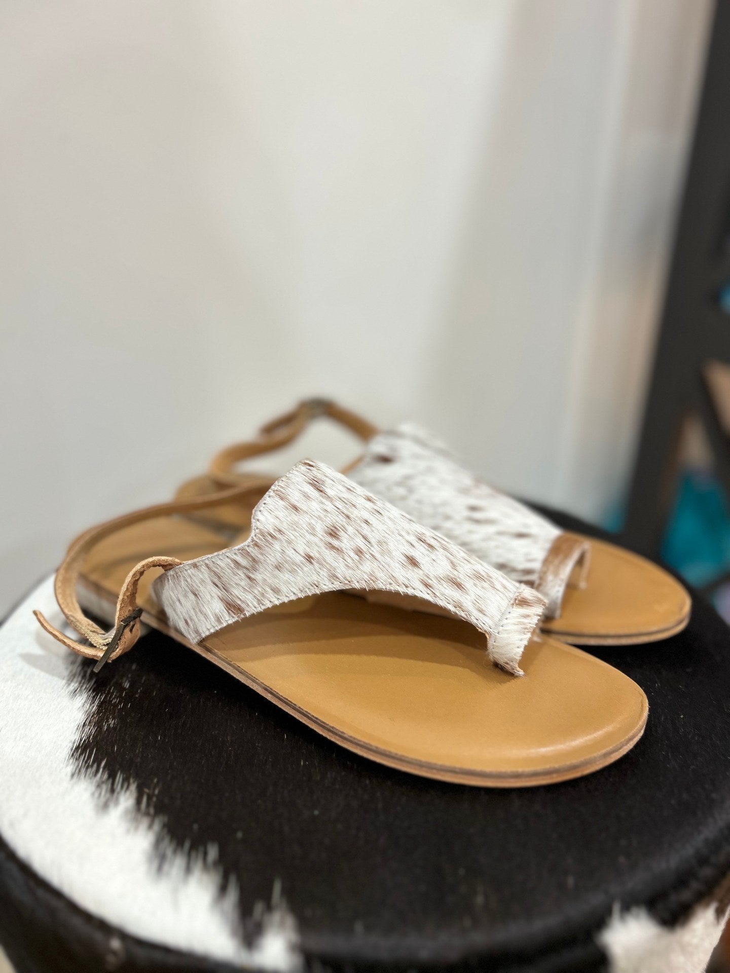 cowhide sandals