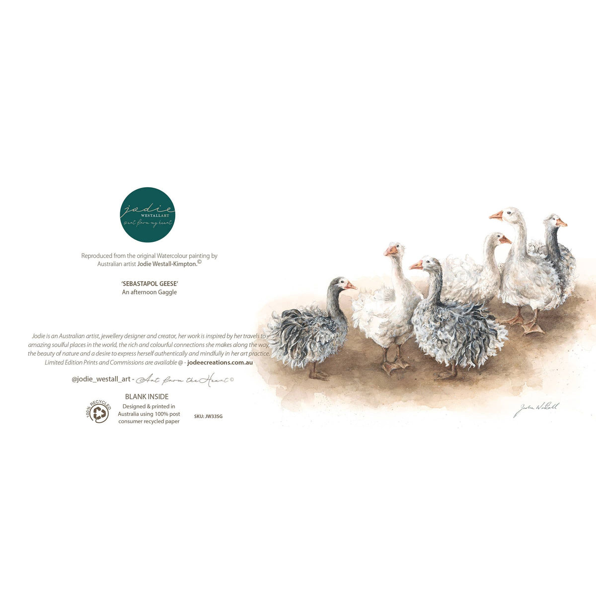 ‘Afternoon Gaggle’ Sebastapol Geese - Greeting Card