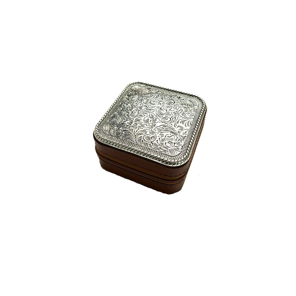 WESTERN ETCHED METAL PLATE JEWELRY BOX
