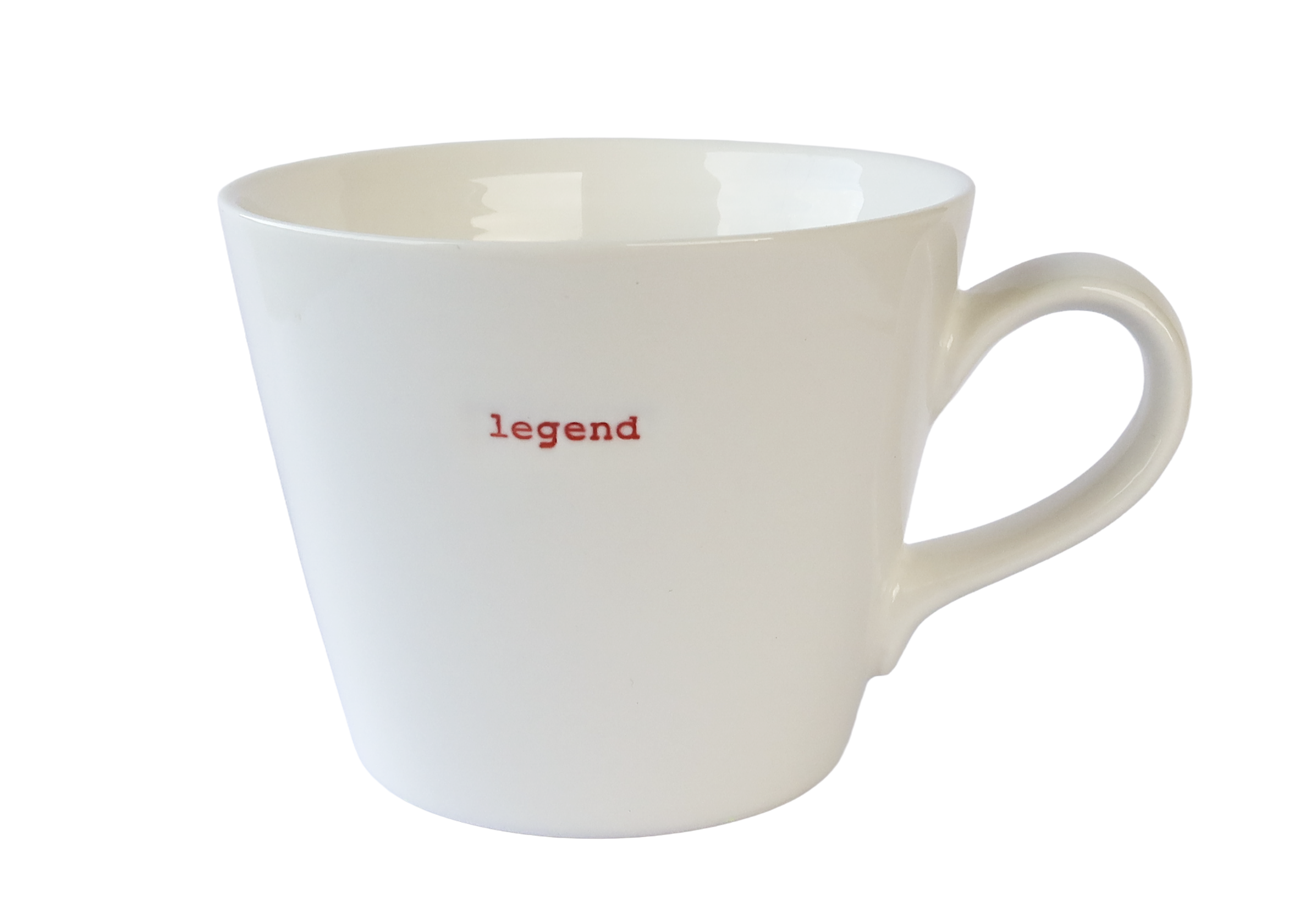 Word Bucket Mug - Legend (Hand Embossed Red Text)