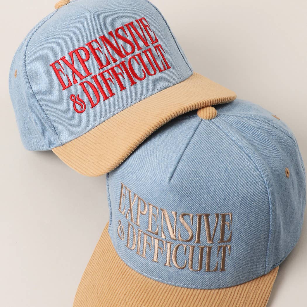 EXPENSIVE DIFFICULT Denim Corduroy Trucker Hat