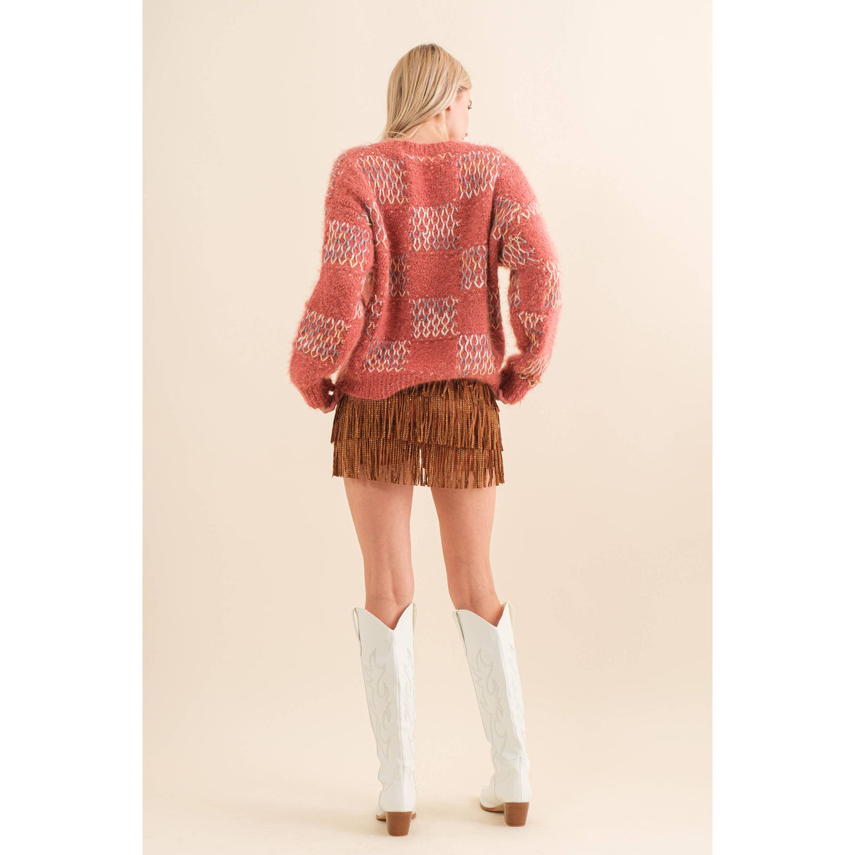Festival Leather Waist Tiered Fringe Studded Short