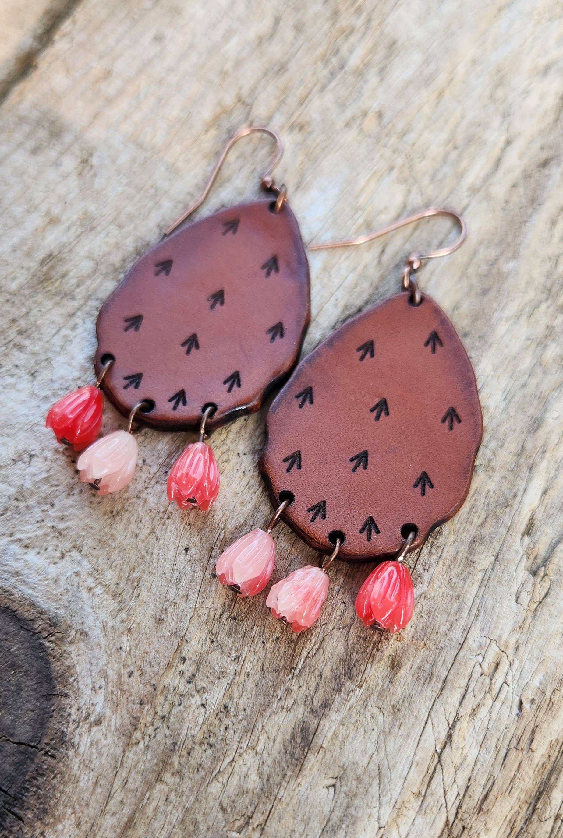 Cactus “Priscilla" Handmade Leather Prickly Pear Earrings