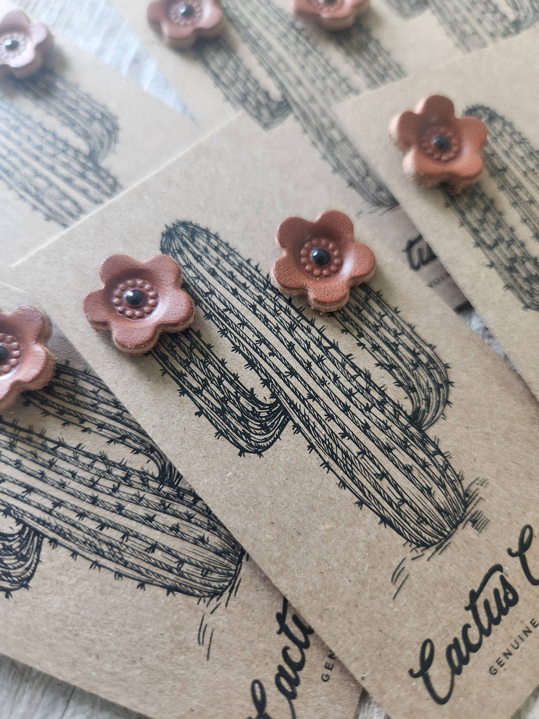 Desert Daisy - Genuine Leather Post Earrings