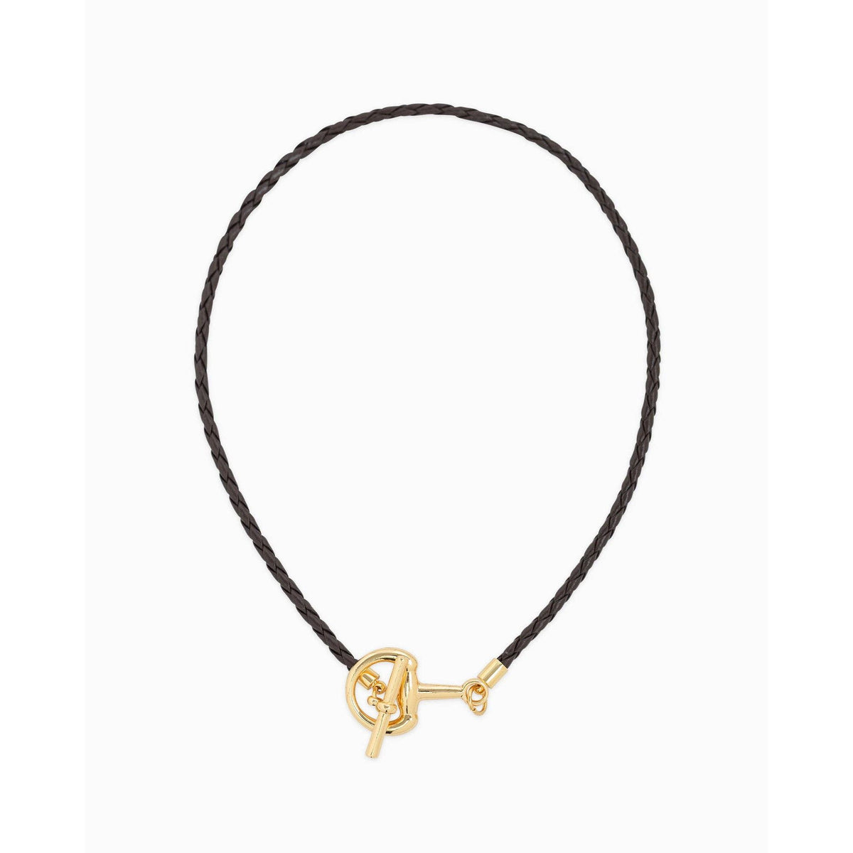 Horsebit Toggle Braided Leather Cord Necklace