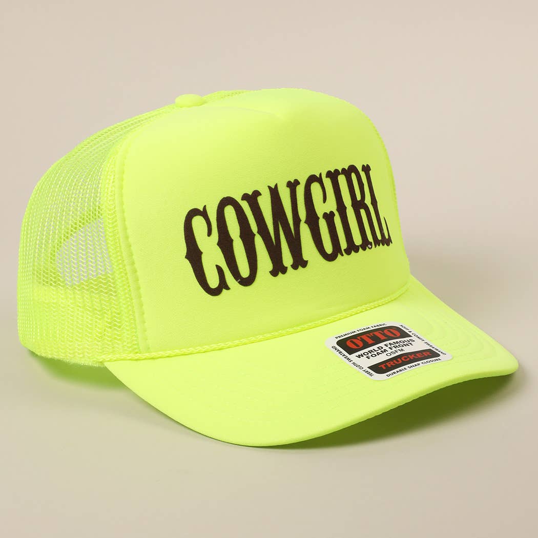 COWGIRL Text Logo Printed Mesh Back Trucker Hat