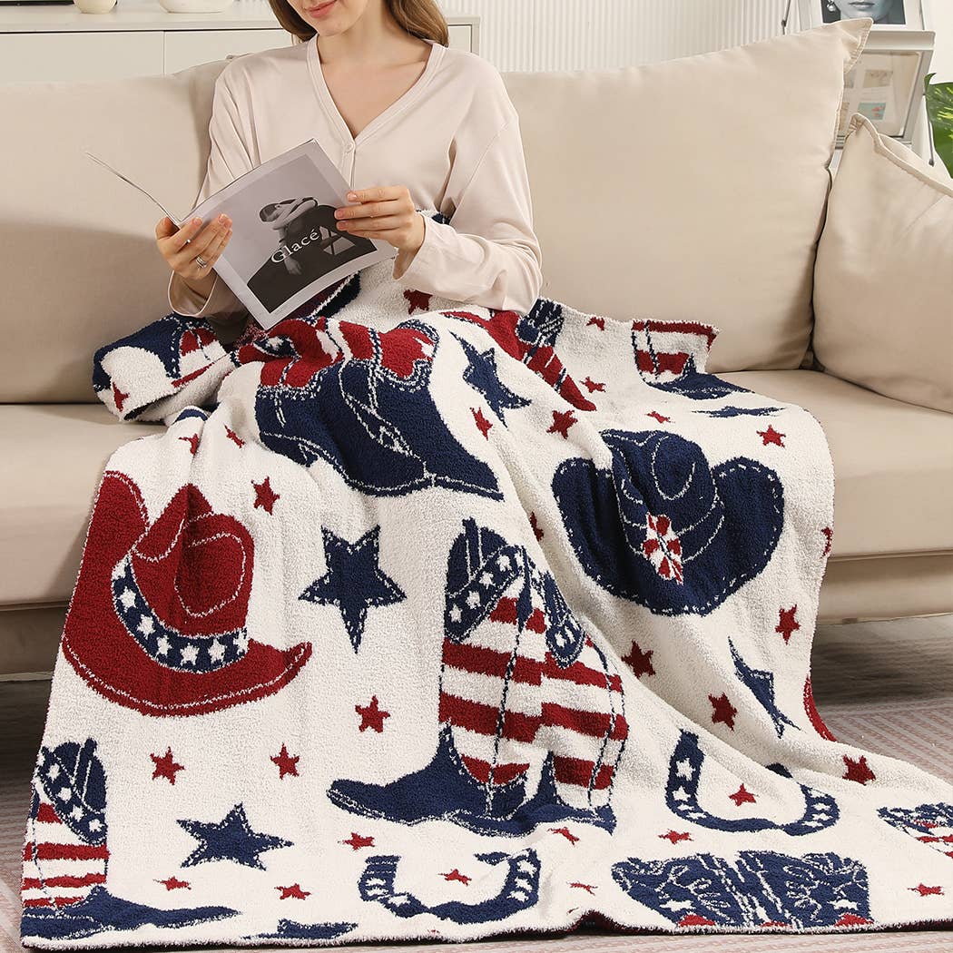 Cowgirl and Cowboy Print Soft Cozy Throw Blanket