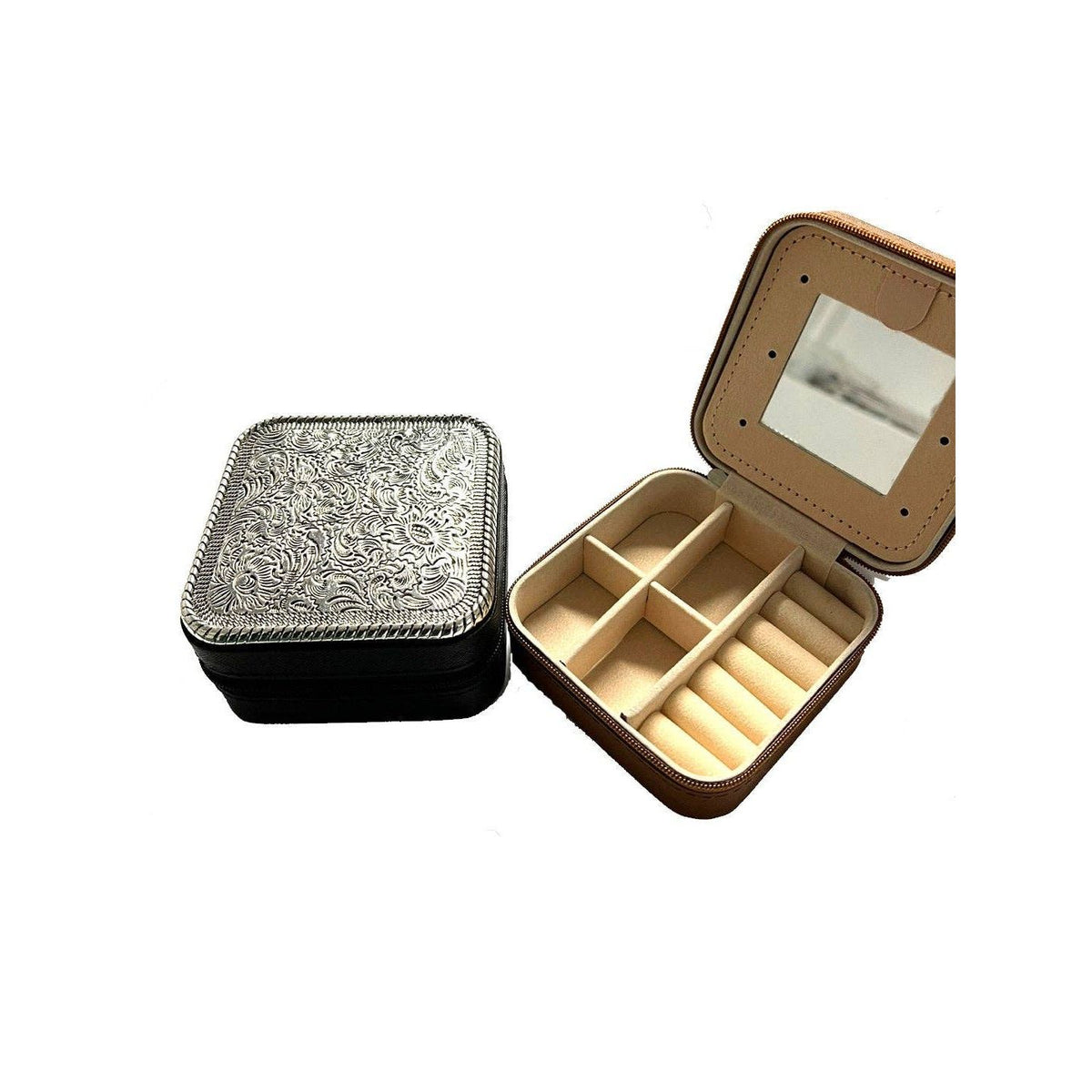 WESTERN ETCHED METAL PLATE JEWELRY BOX