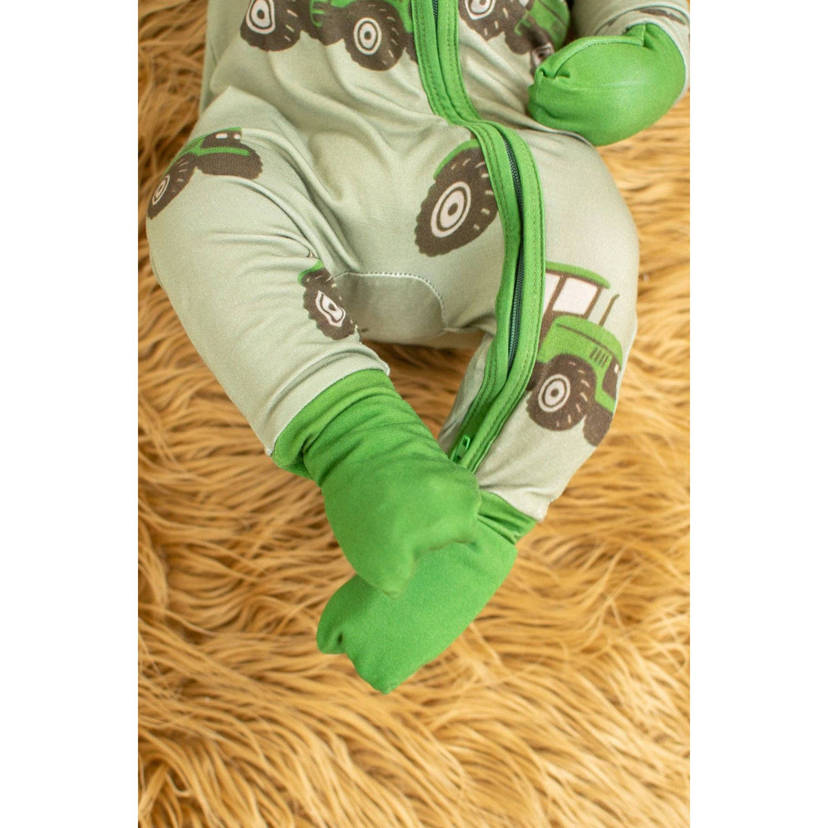 Classic Green Tractor Baby Bamboo Zippy