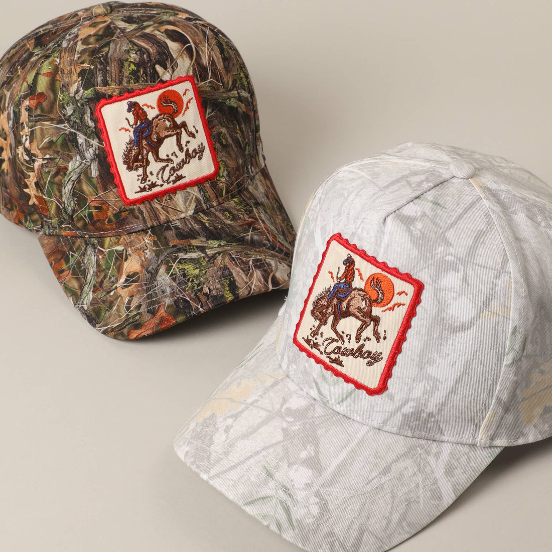 Cowboy Horse Image Embroidery Patch Camo Cap