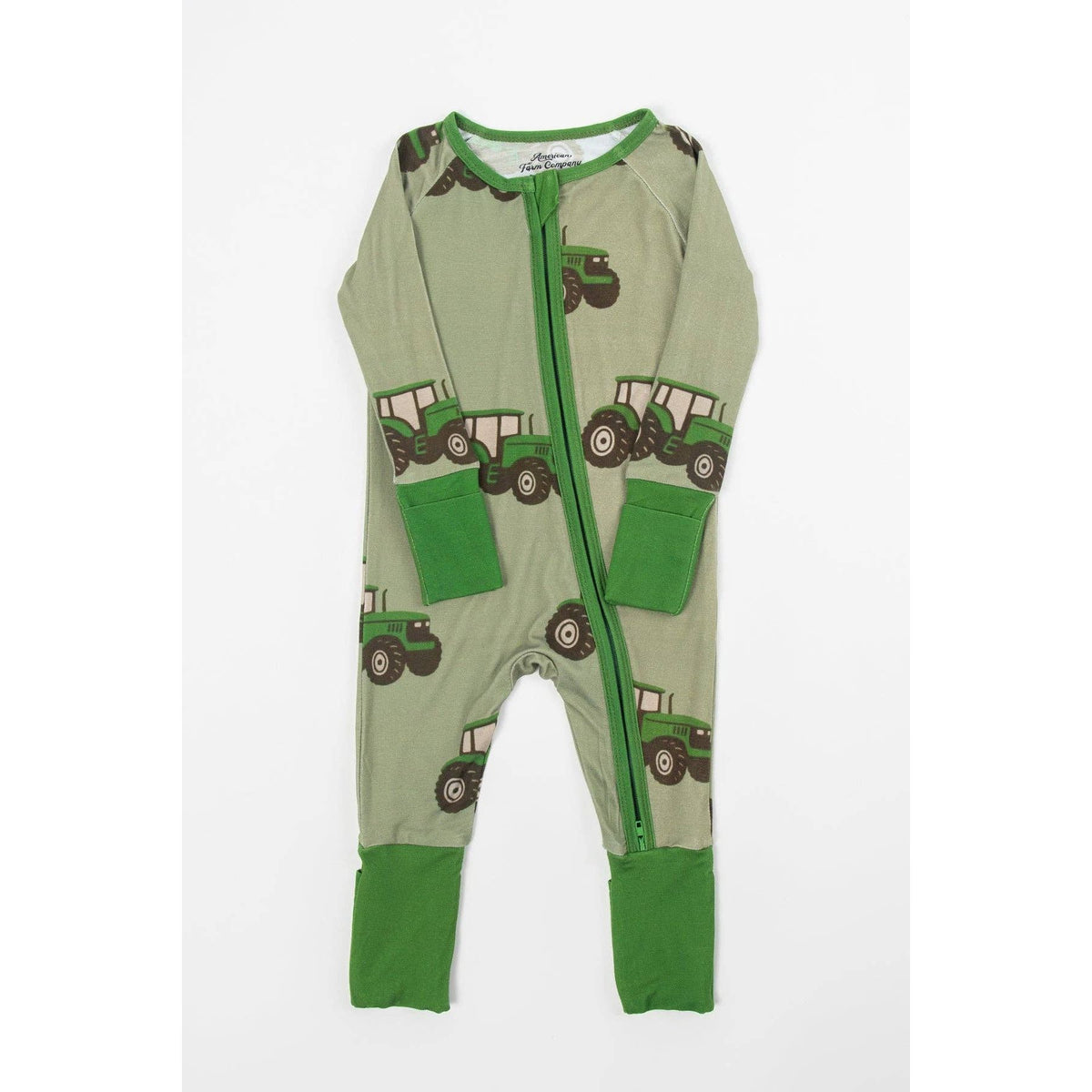 Classic Green Tractor Baby Bamboo Zippy