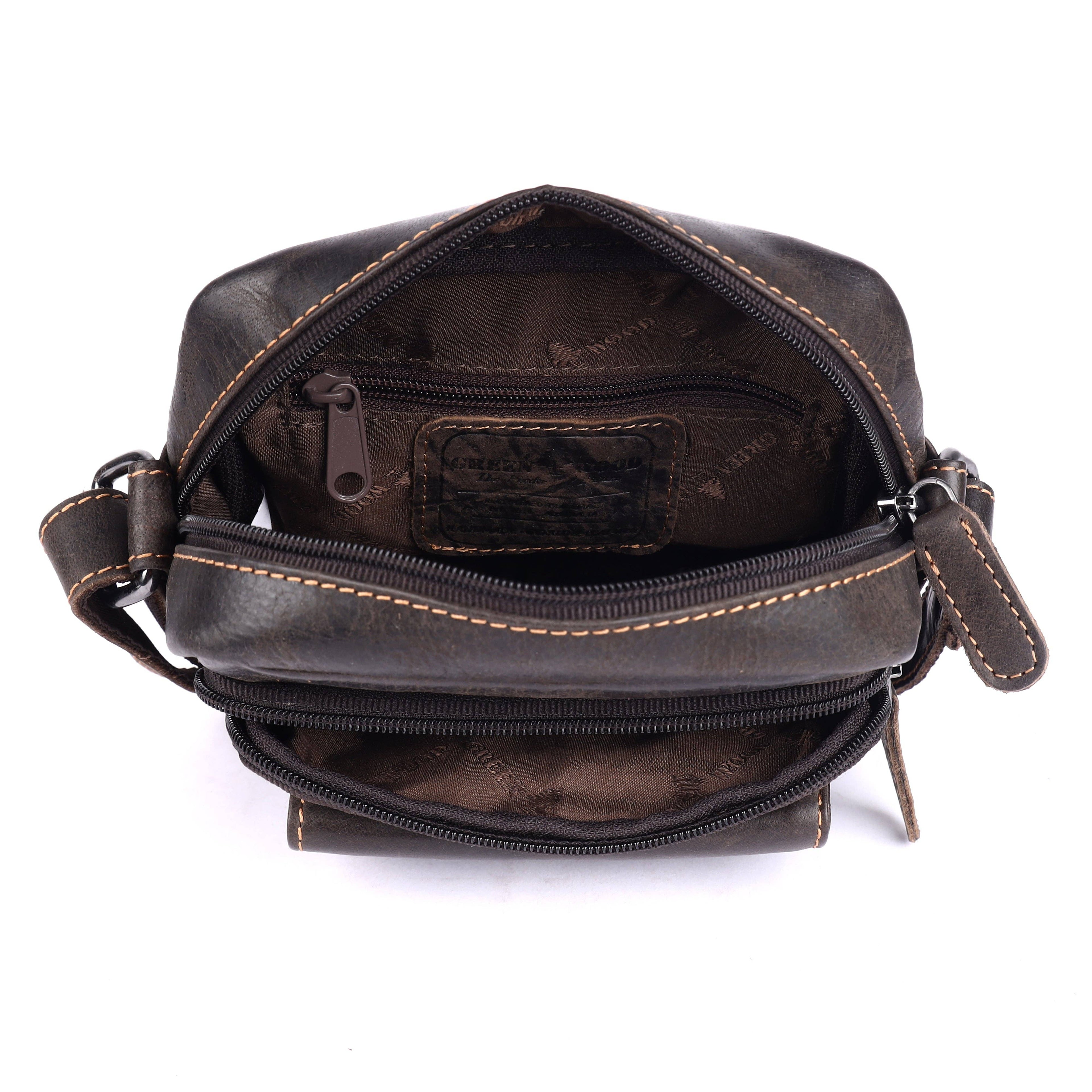 Greenwood Leather Ryder Crossbody Bag, Vintage Dark Brown