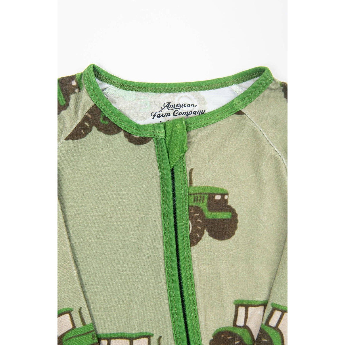 Classic Green Tractor Baby Bamboo Zippy