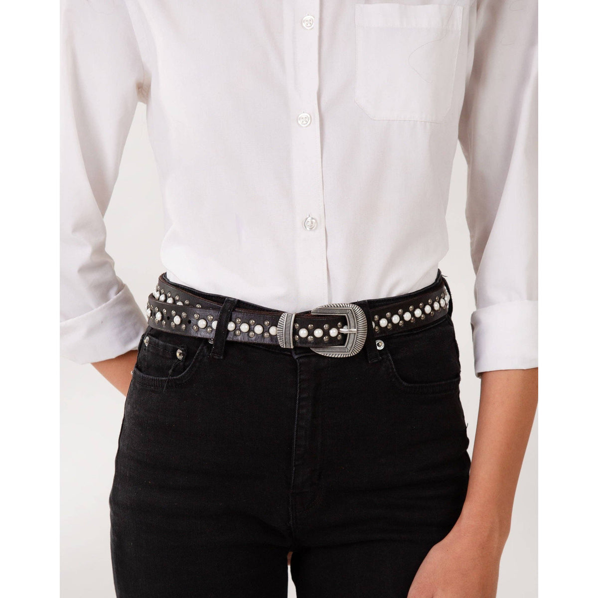 Midnight Ranger Leather Belt In Calfskin