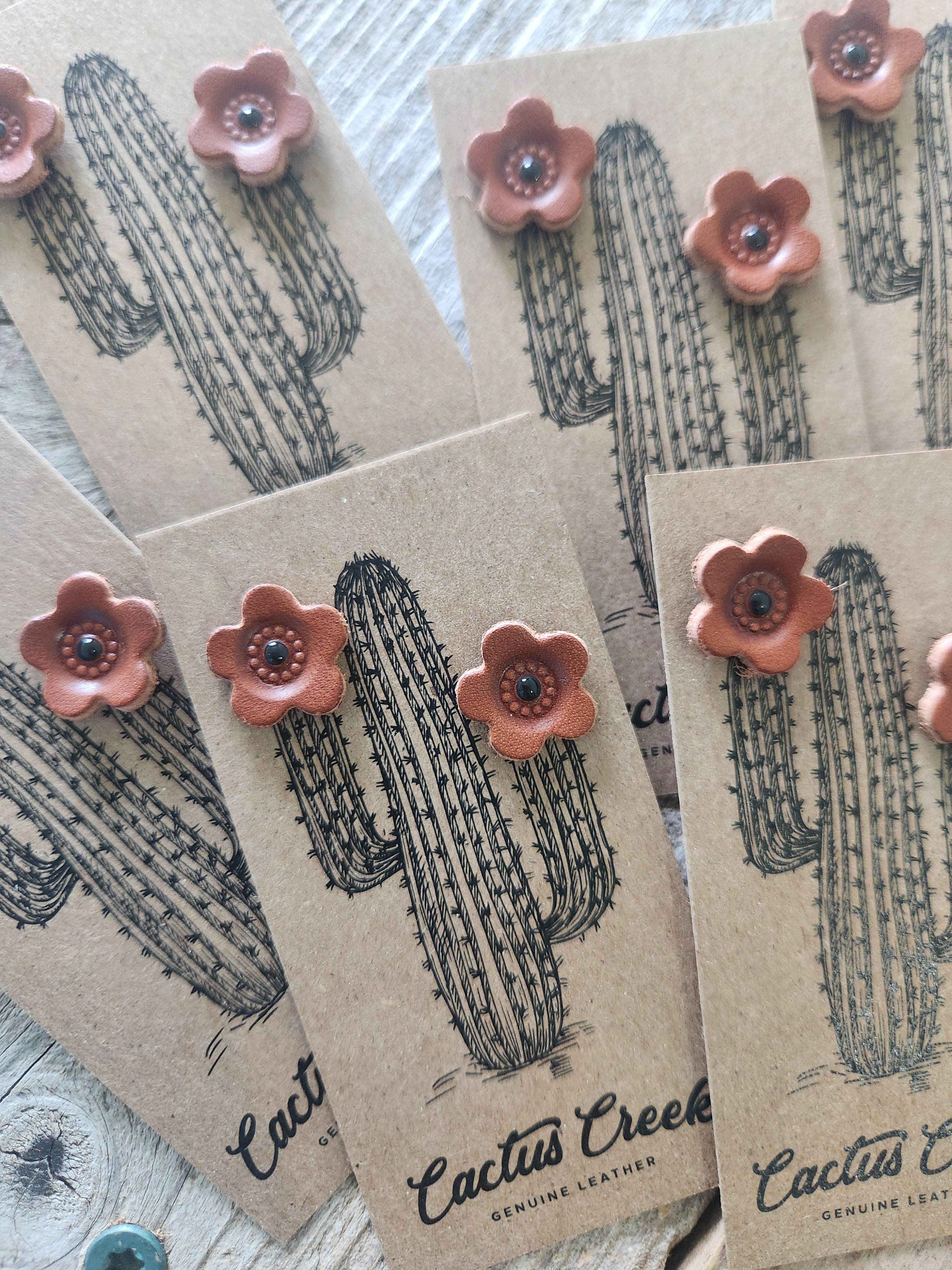 Desert Daisy - Genuine Leather Post Earrings