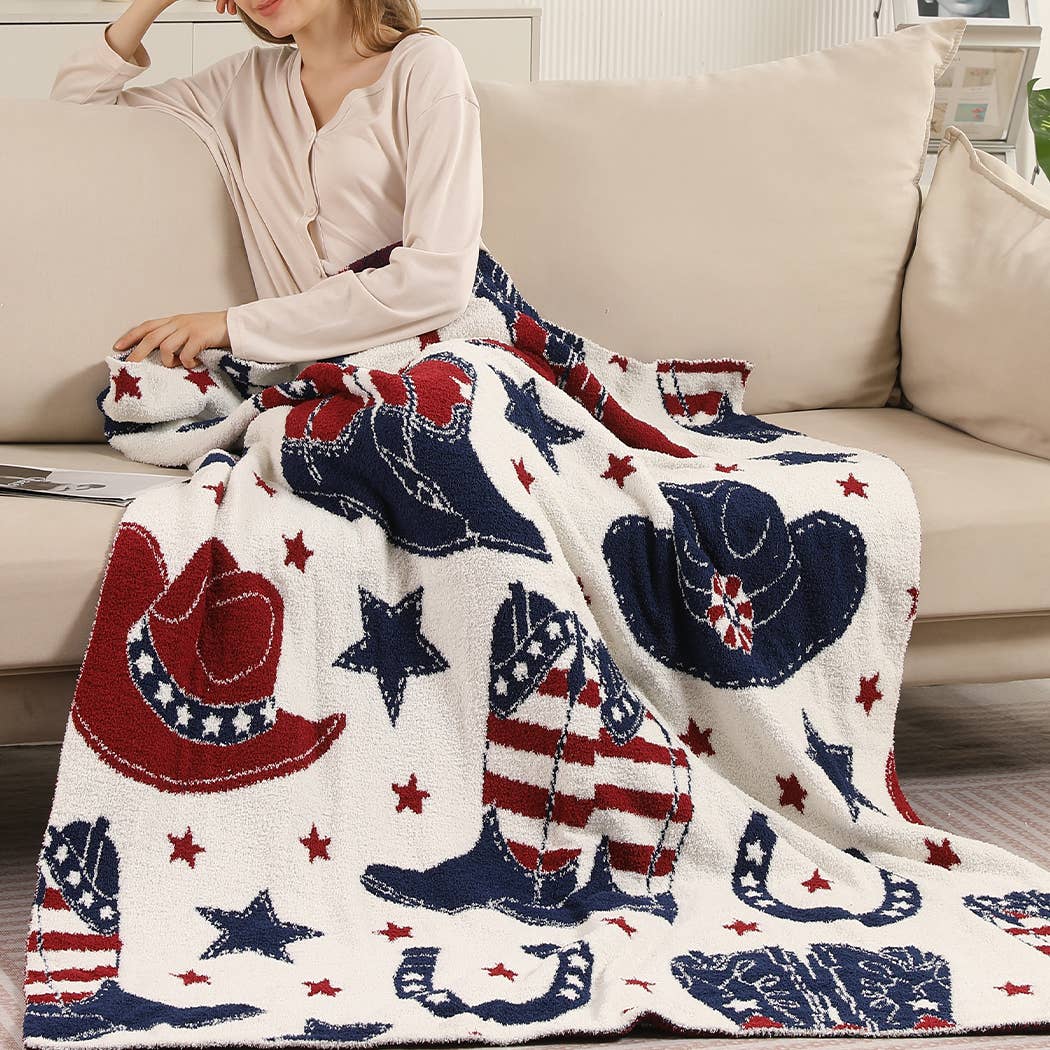 Cowgirl and Cowboy Print Soft Cozy Throw Blanket