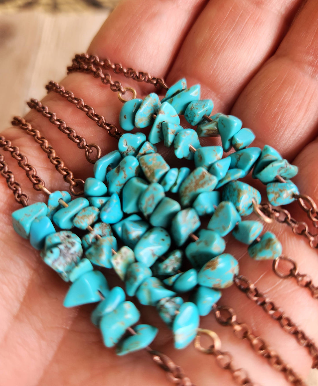 "Oakley" Turquoise Howlite and copper bar necklace