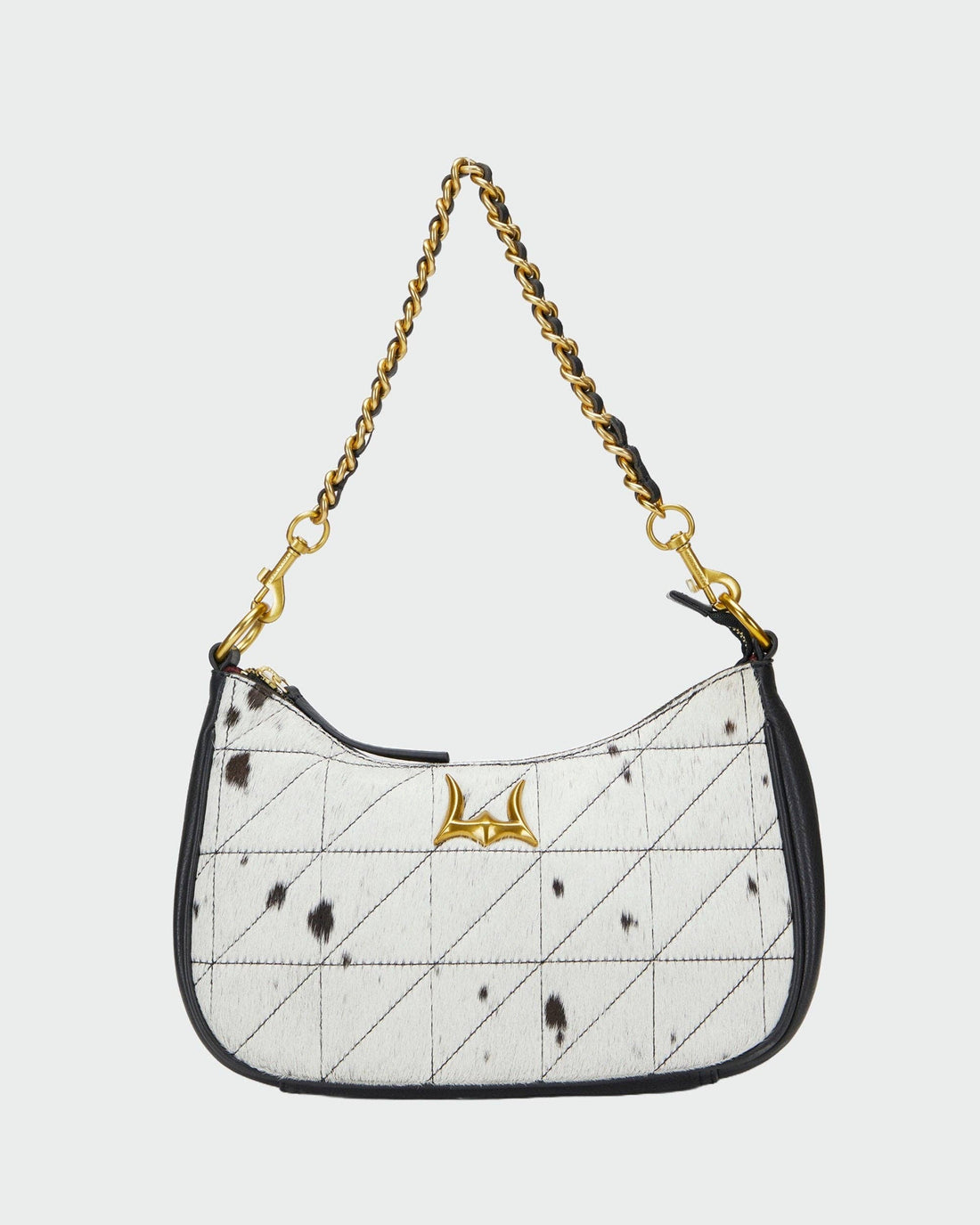 Joe Quilted Nappa Leather Bag - Black & White Cowhide