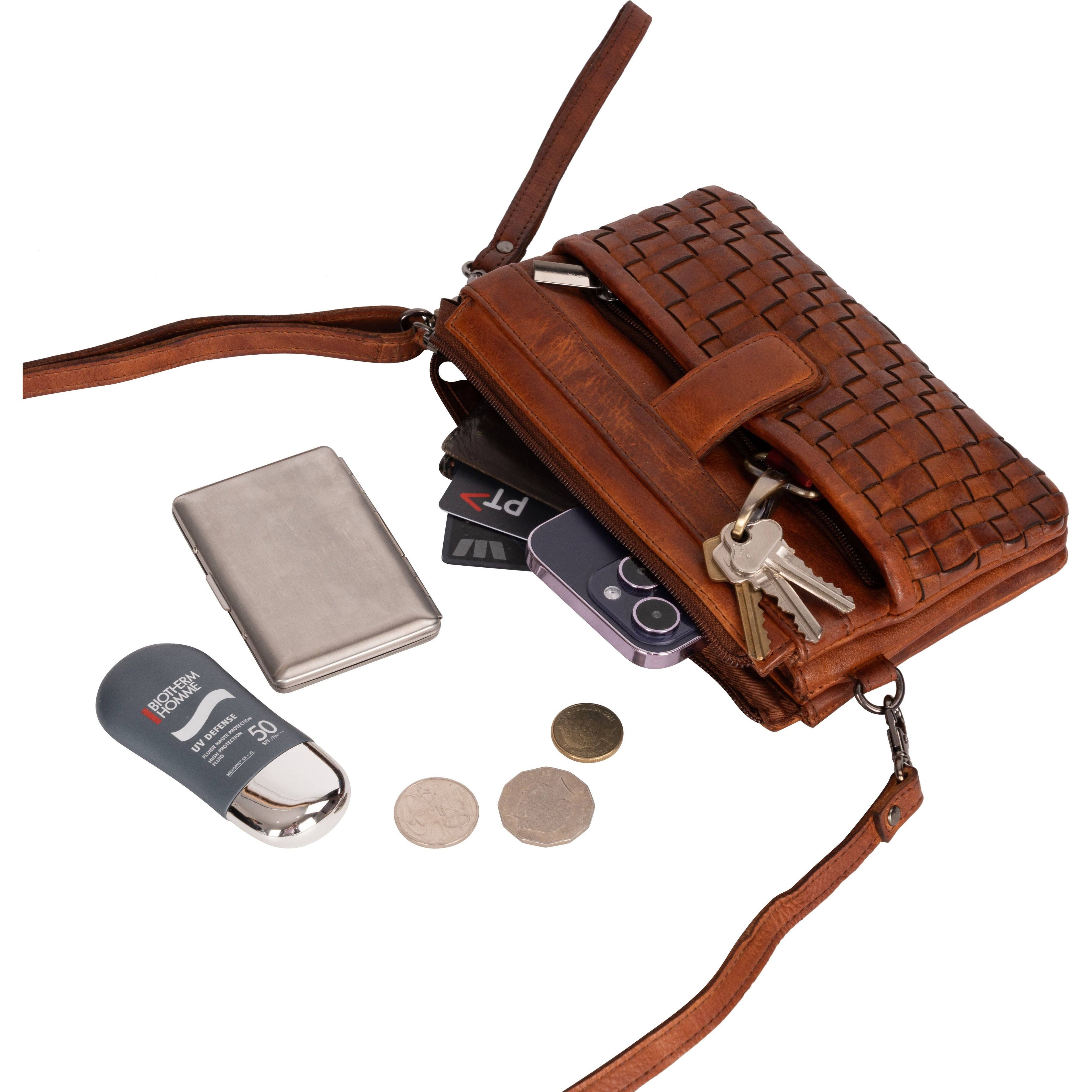 Leather Phone Bag Cognac GW6853COG