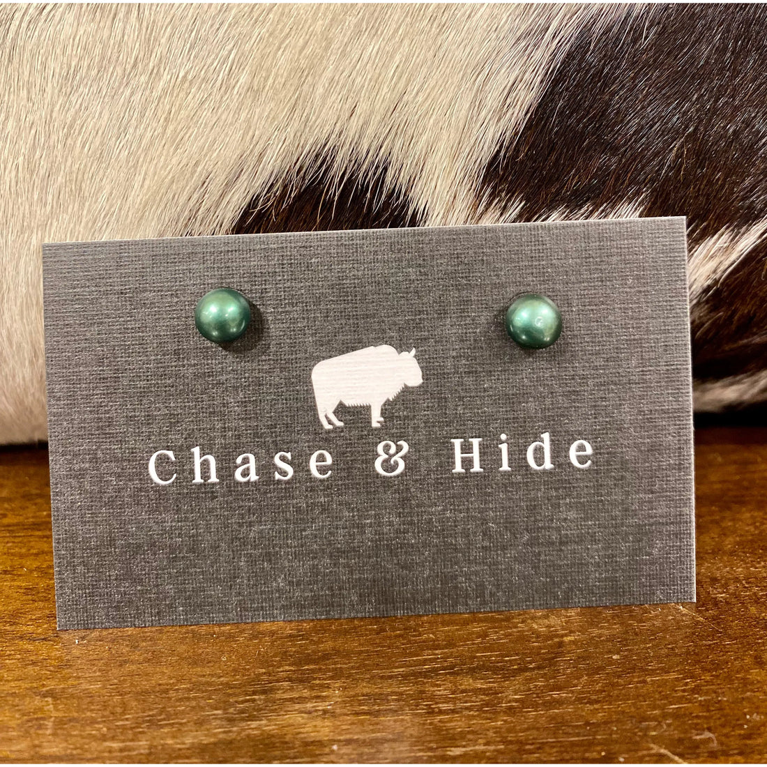 Emerald Green Pearl Studs 8mm