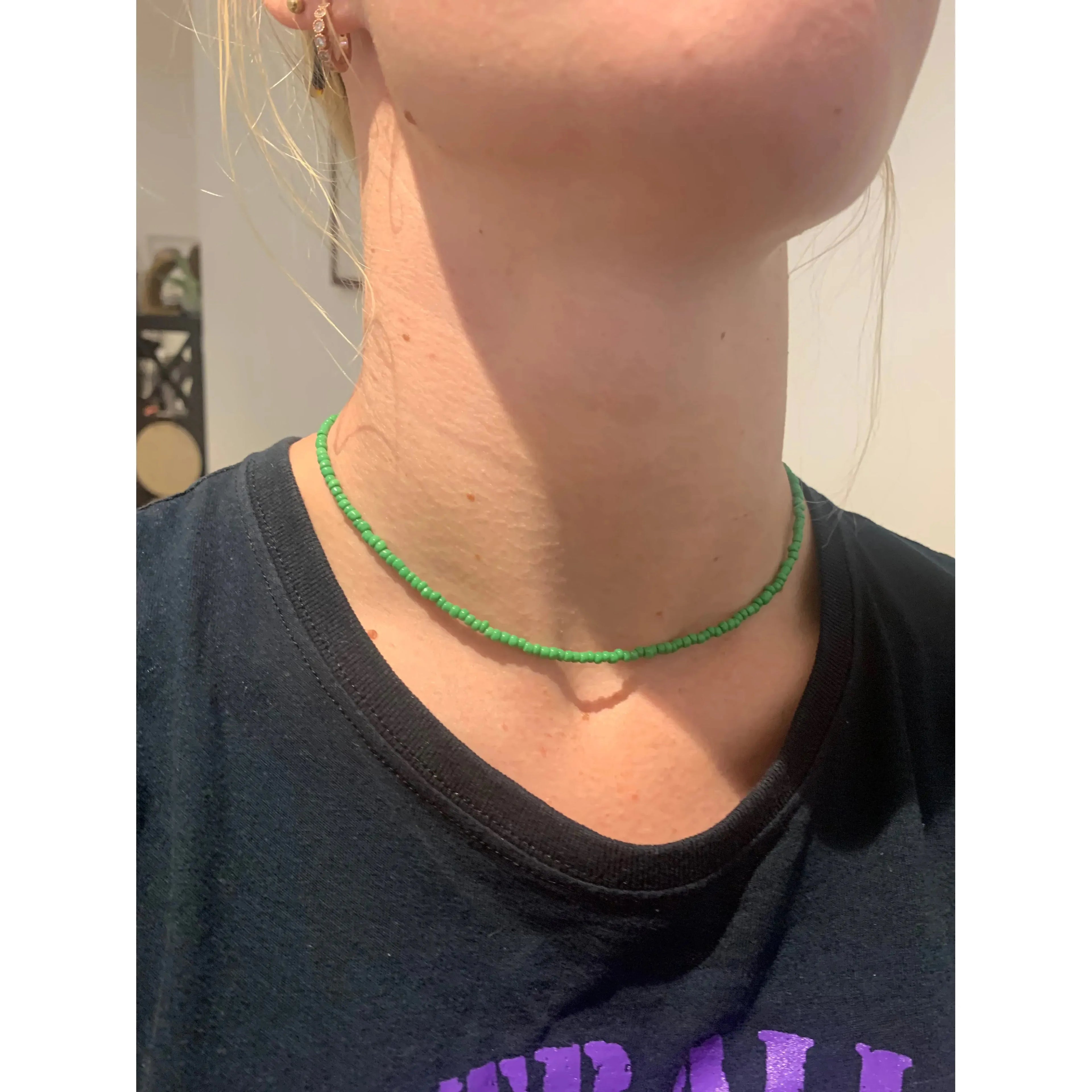Green bead choker
