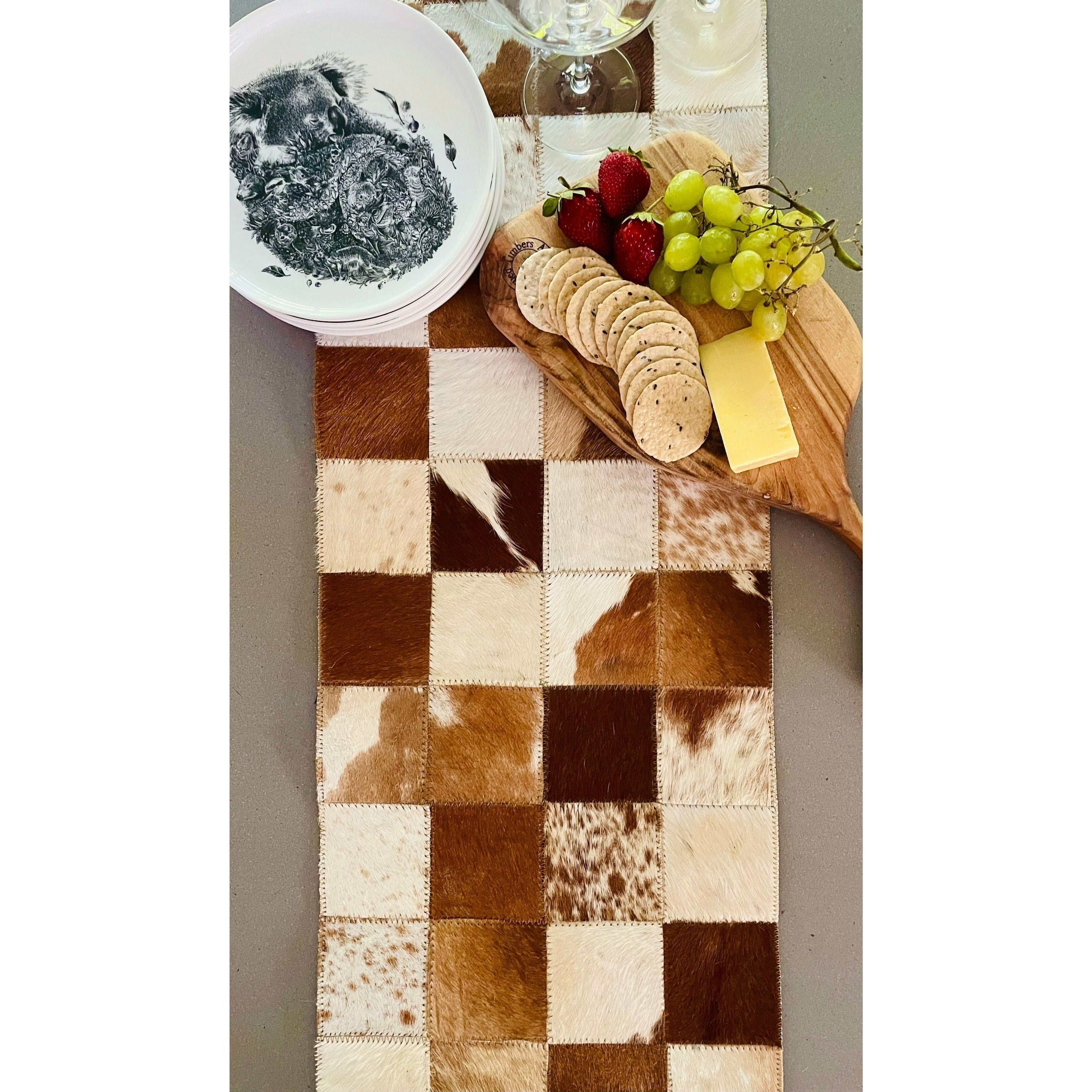 Cowhide table runner - choose your colours Patchwork.
