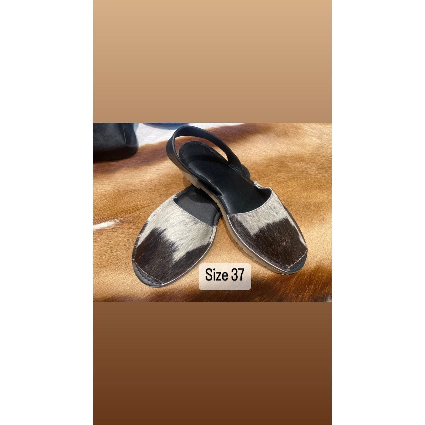Black Cowhide Shoes Sling Back