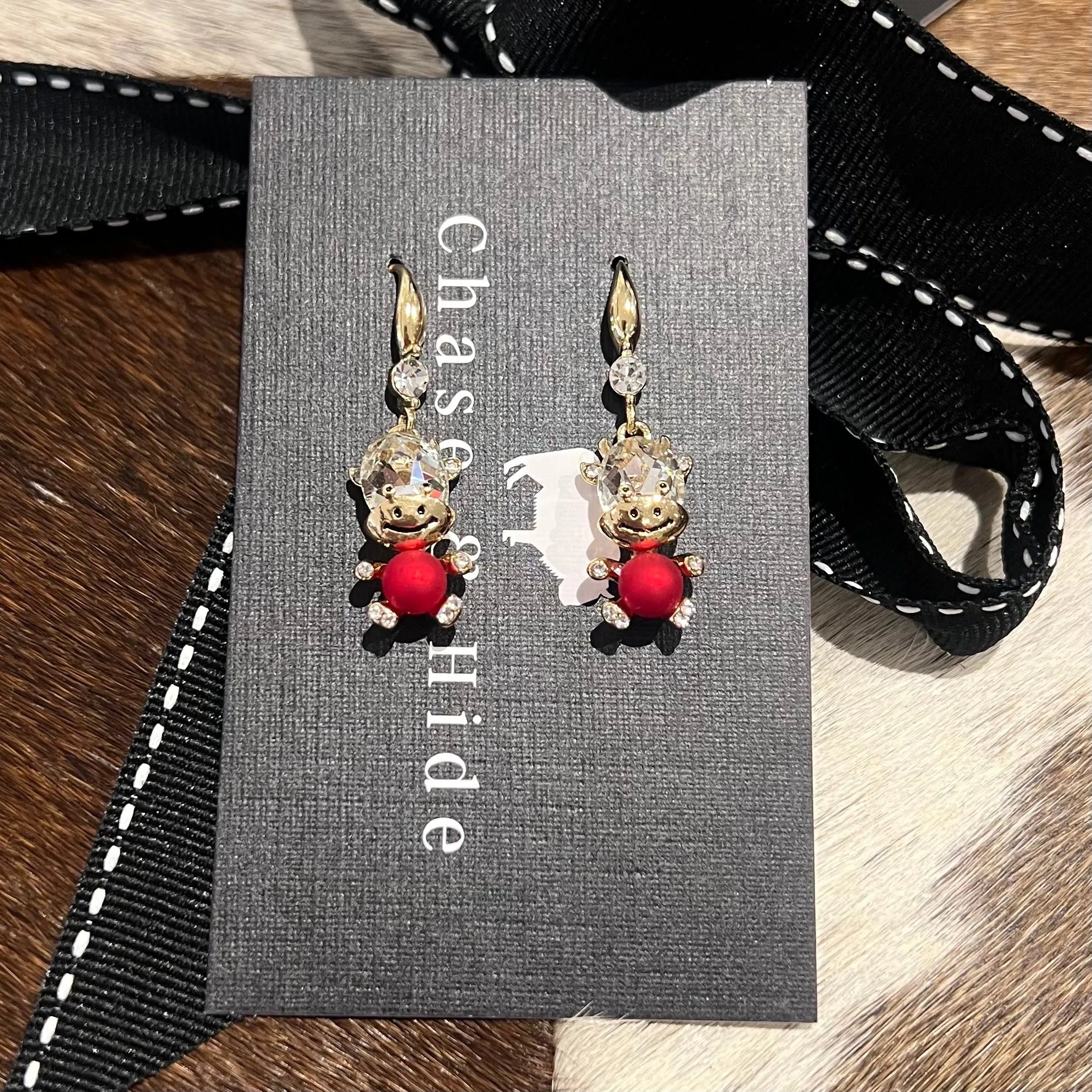 Cow drop earrings