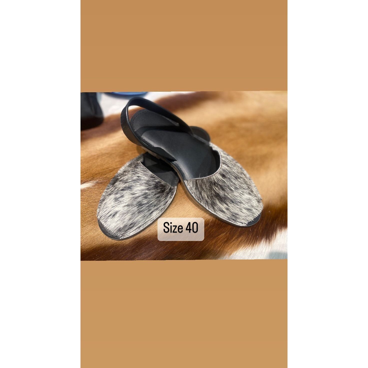 Black Cowhide Shoes Sling Back