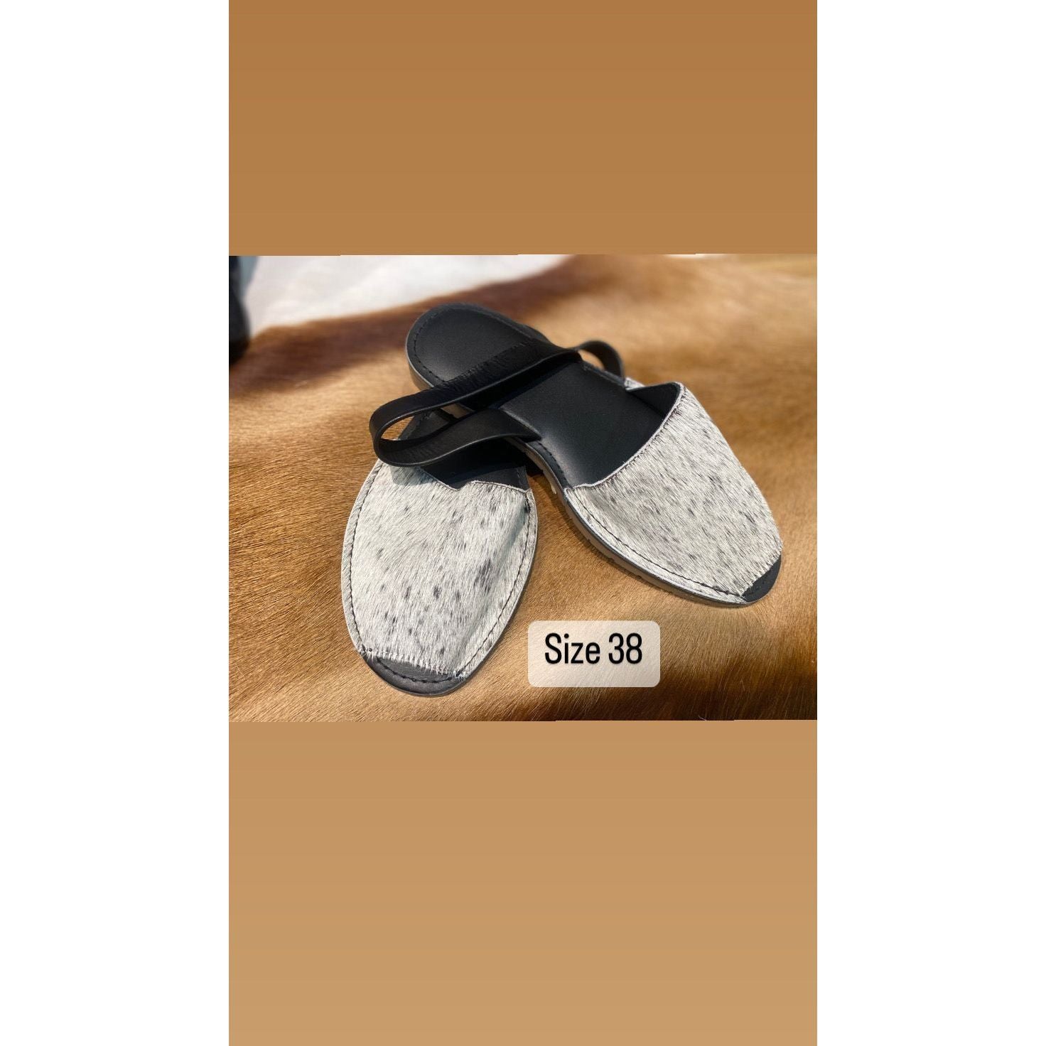Black Cowhide Shoes Sling Back