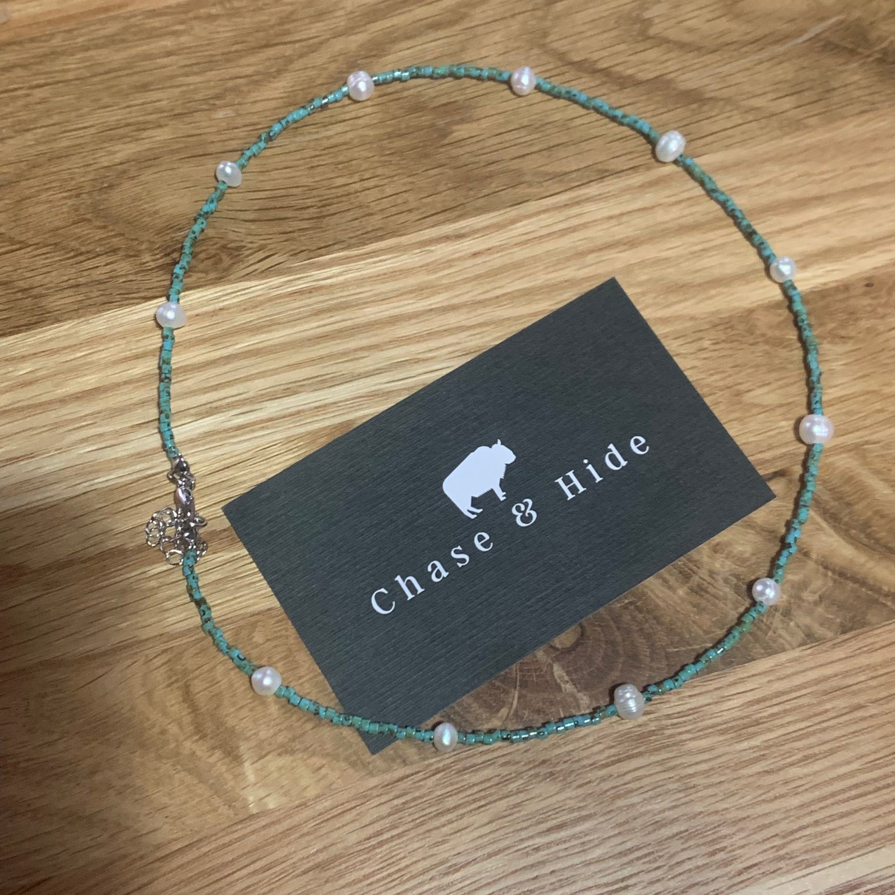 Turquoise and Pearl Choker