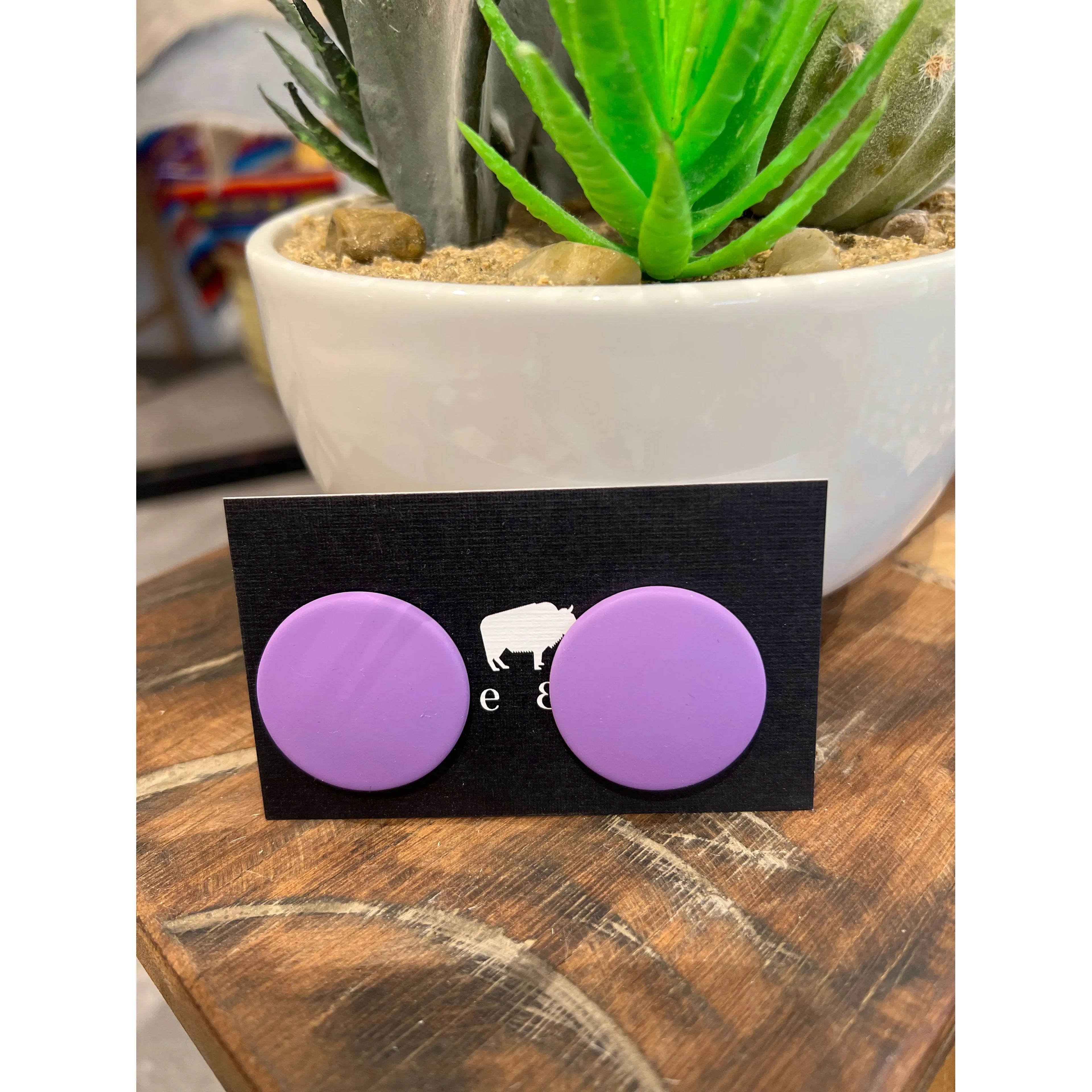 Large Button Solid Colour Earrings