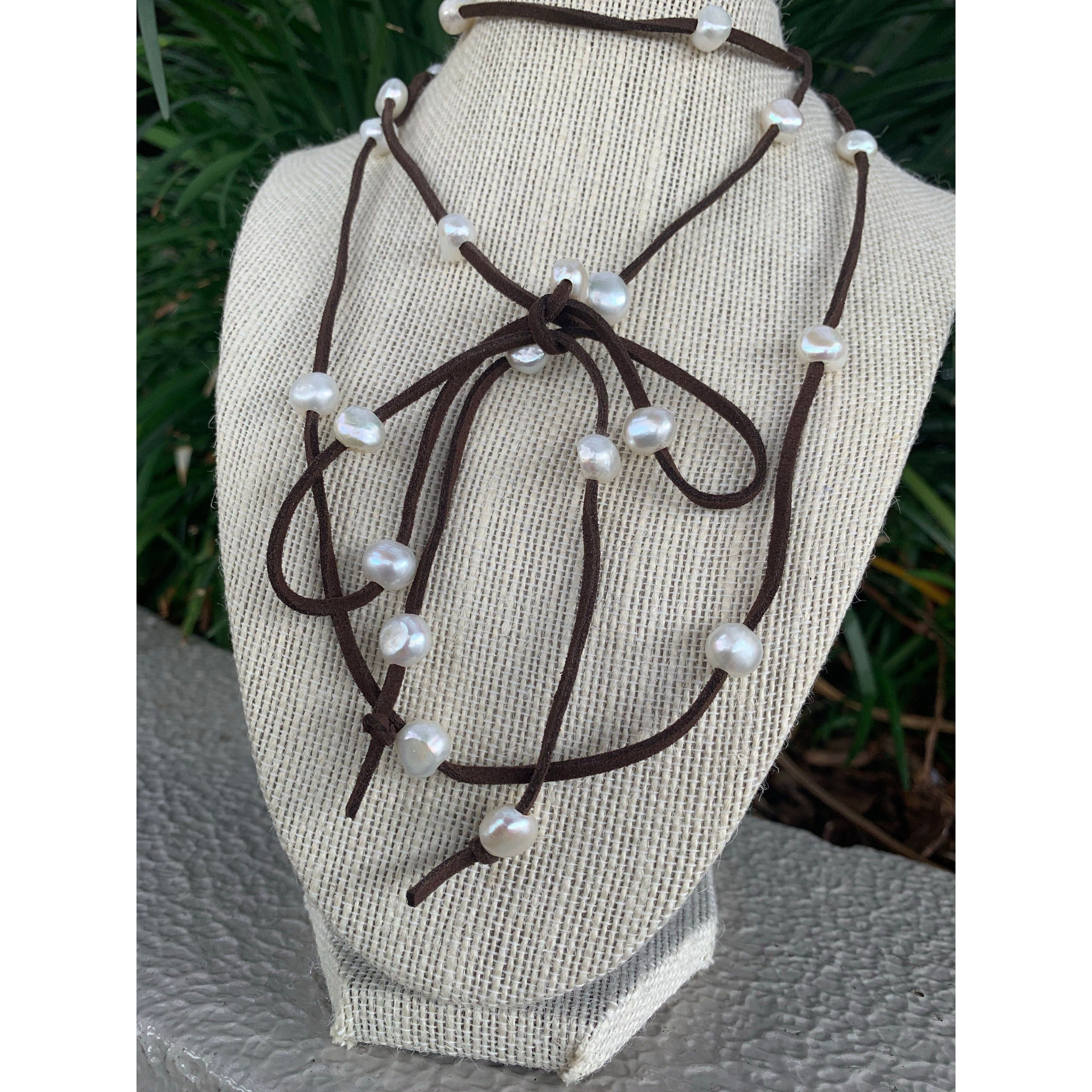 Pearl Lariat dark brown suede