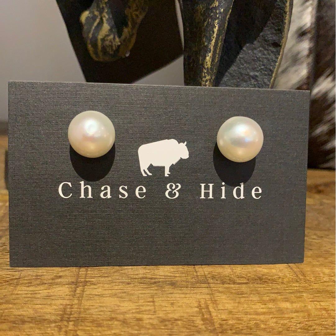 Pearl stud and silver earrings