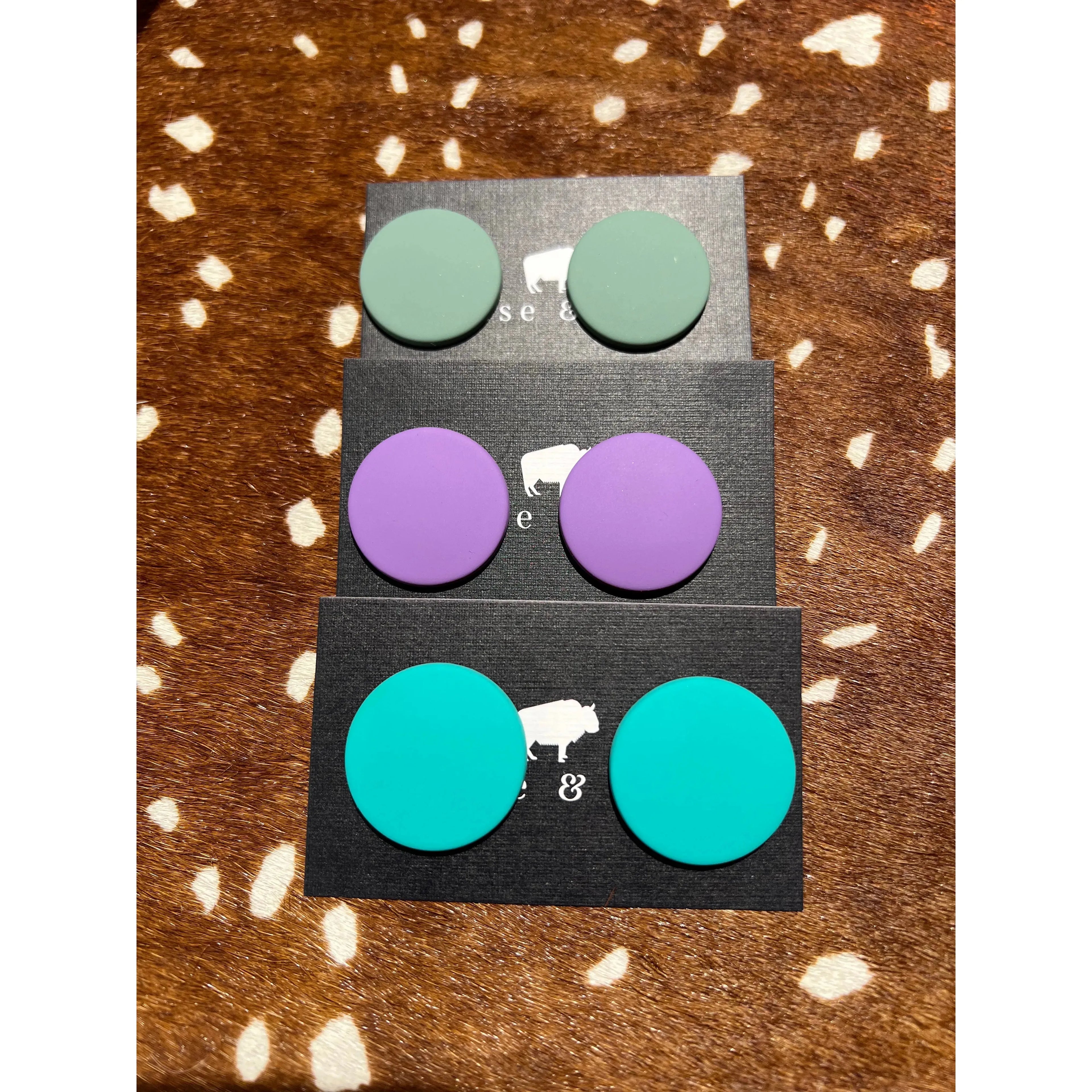 Large Button Solid Colour Earrings