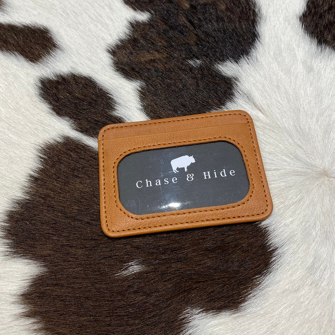 Leather and hide Card Holder Assorted Tones tan