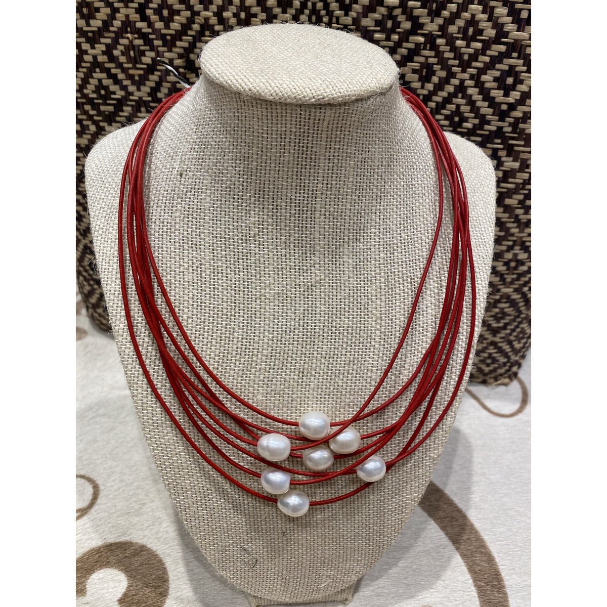 Pearl 7 layers Necklace Red