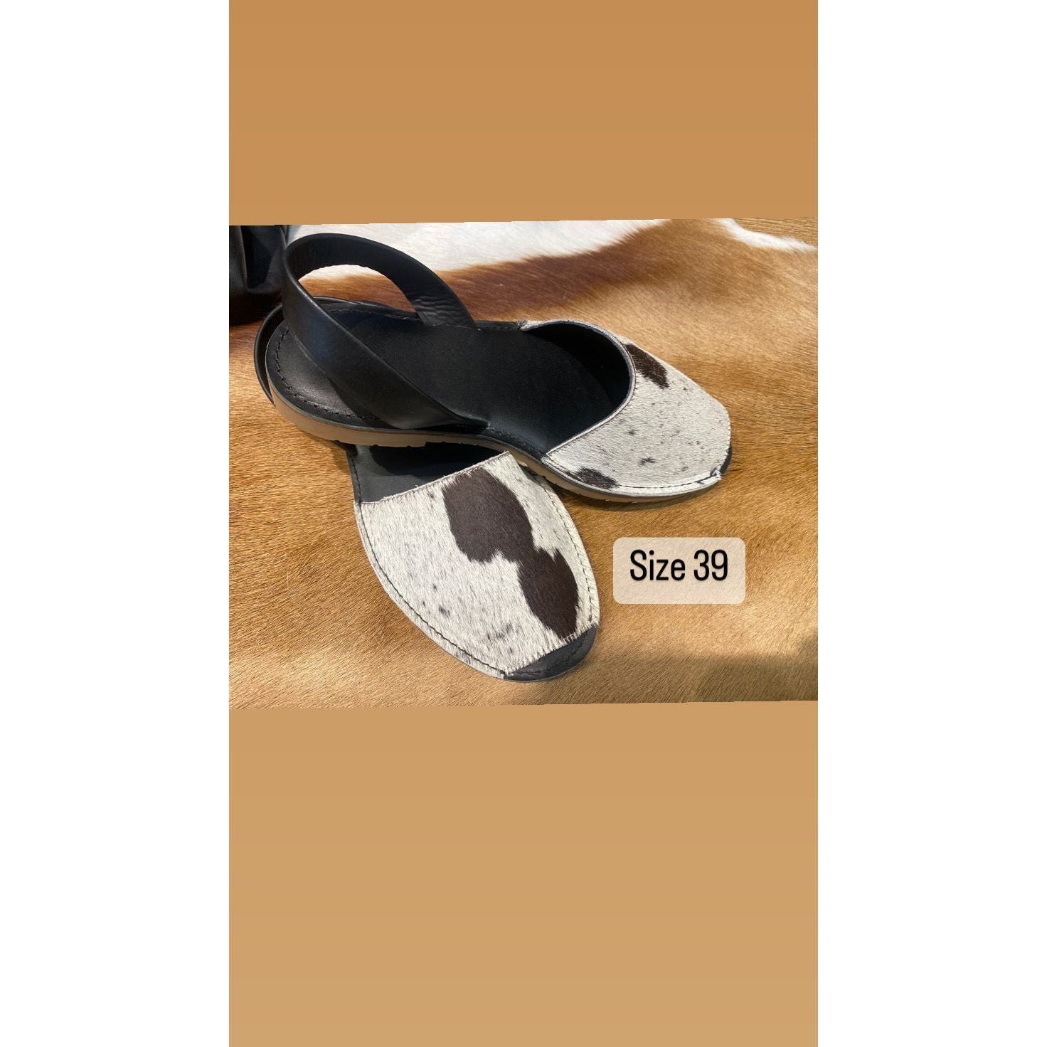 Black Cowhide Shoes Sling Back