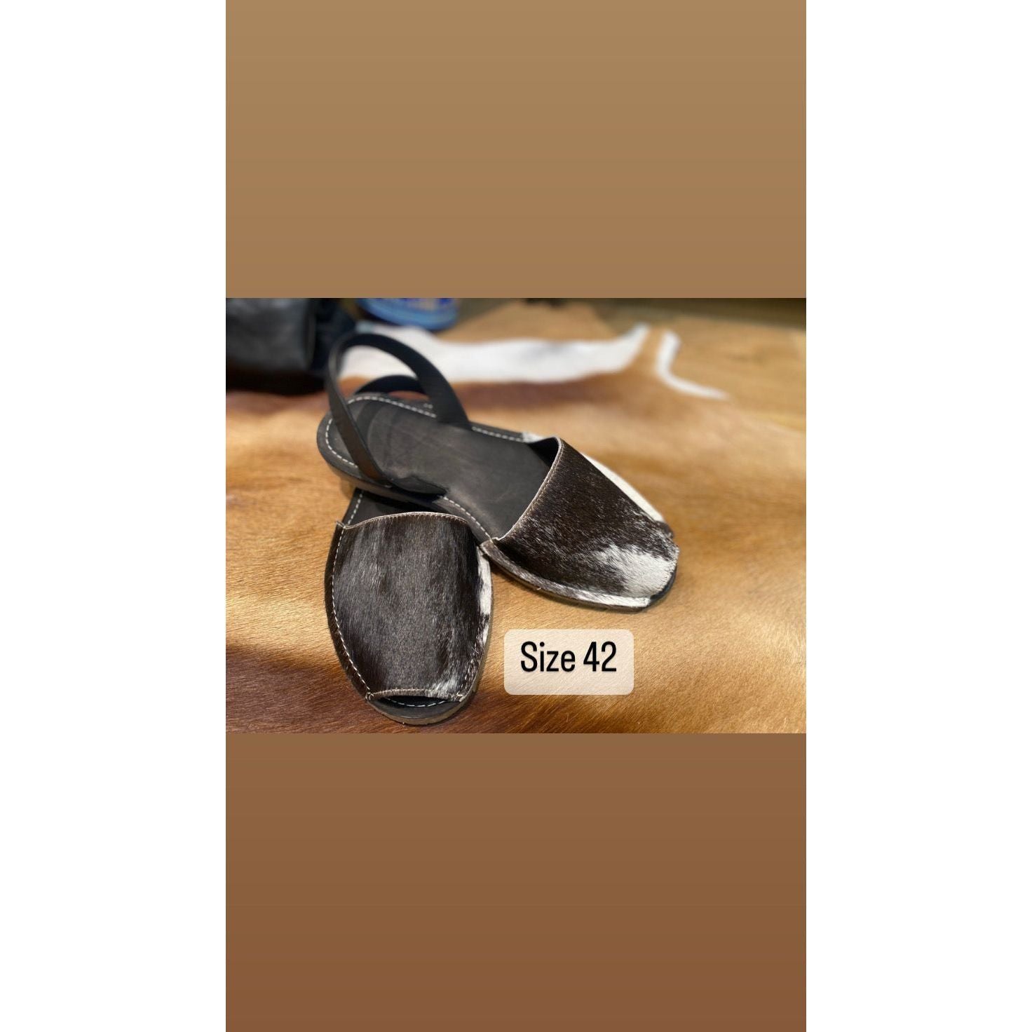 Black Cowhide Shoes Sling Back