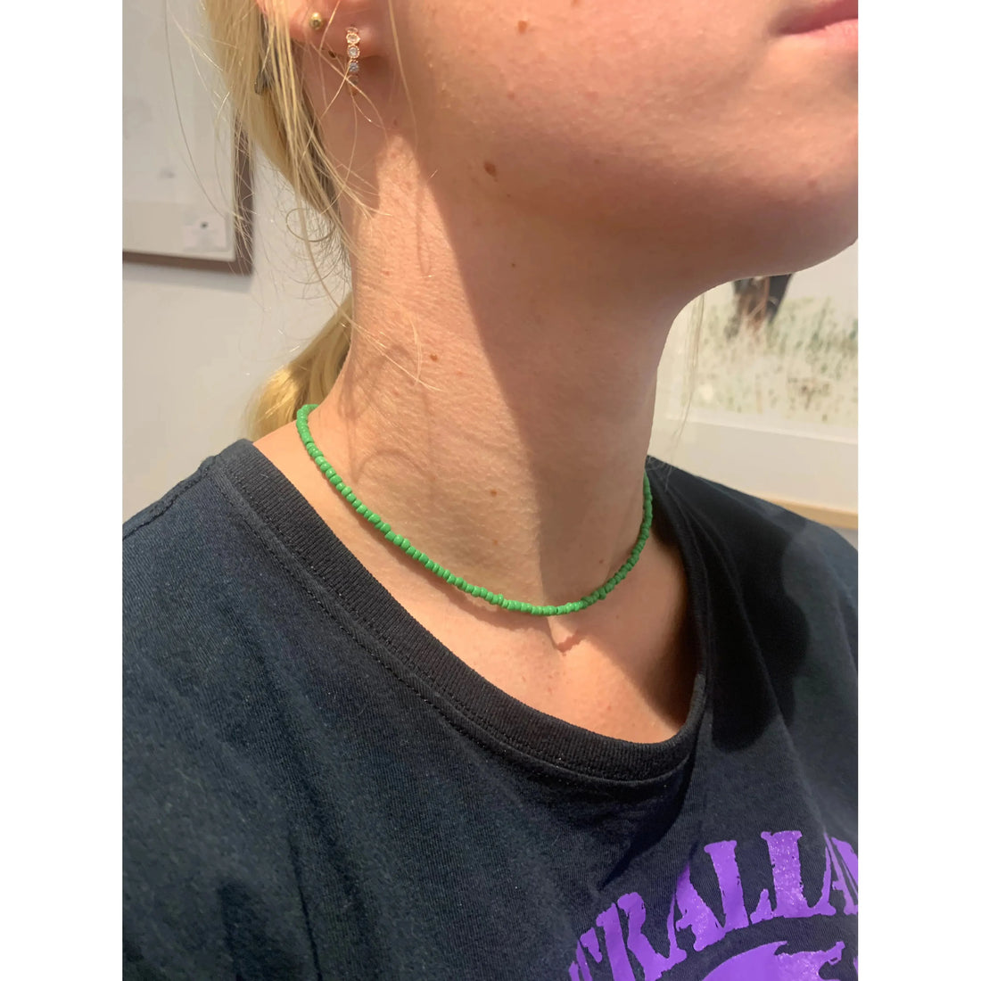 Green bead choker