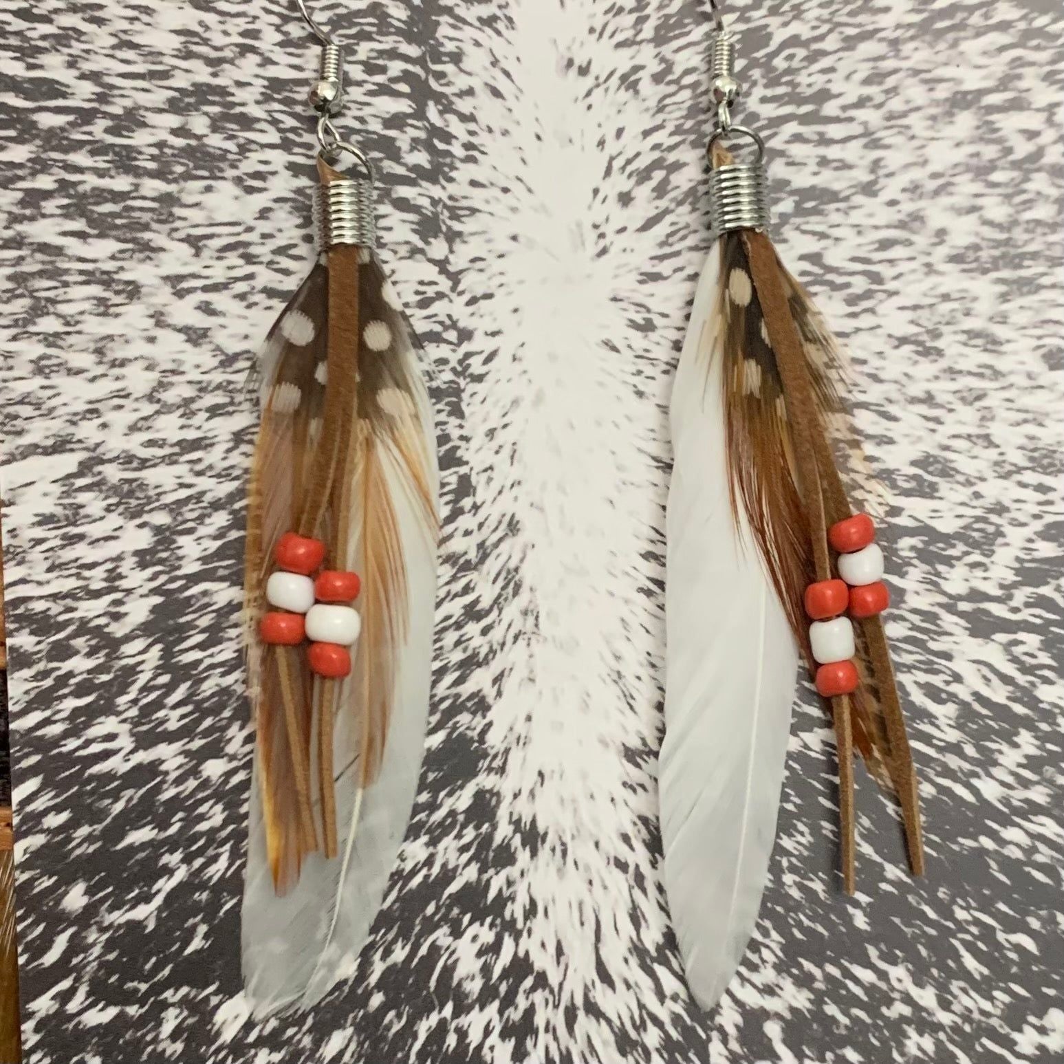 White feather earrings
