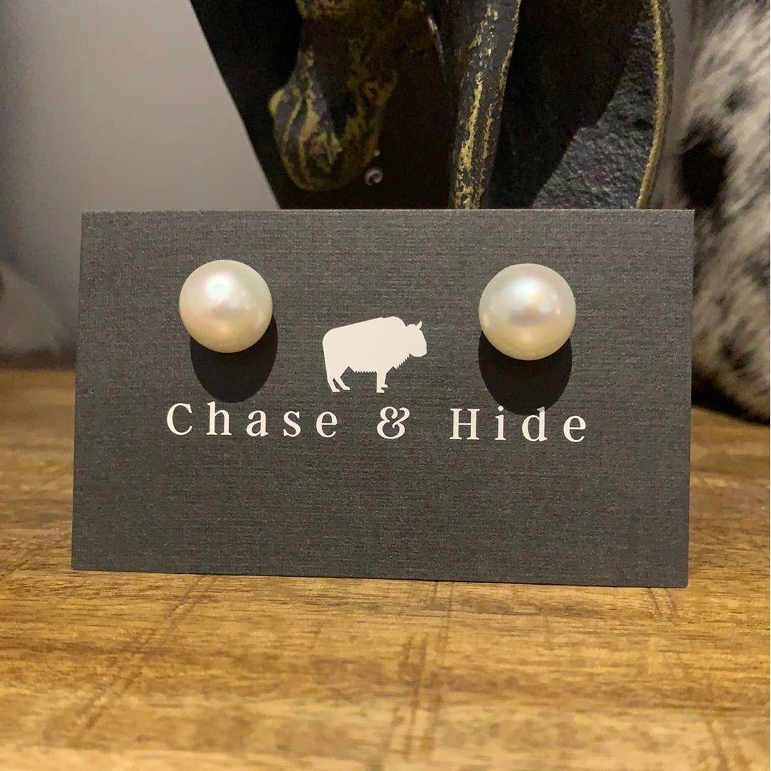 Pearl stud and silver earrings