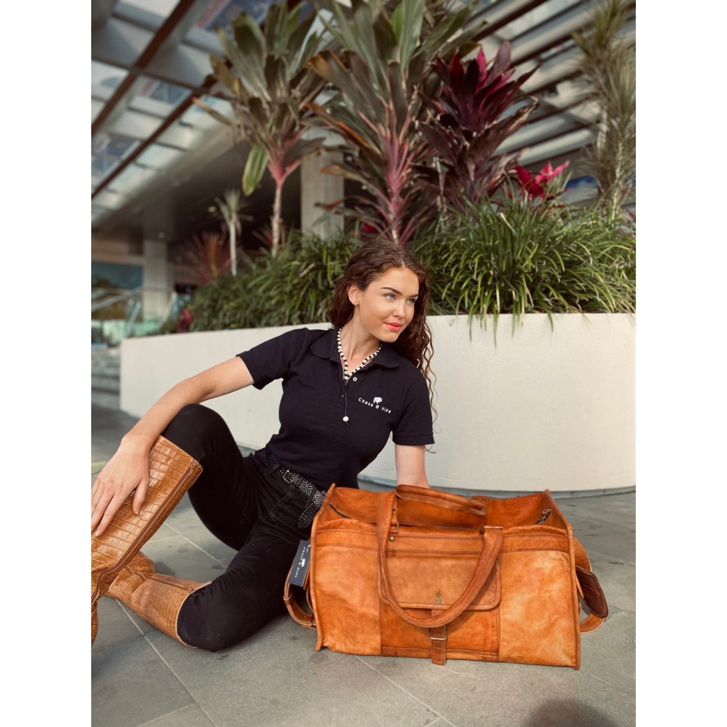 Leather overnight bag MEDIUM