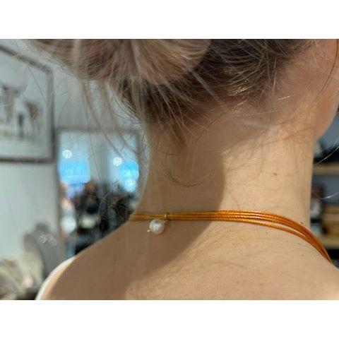 Long Lariat Pearl Necklace Toffee