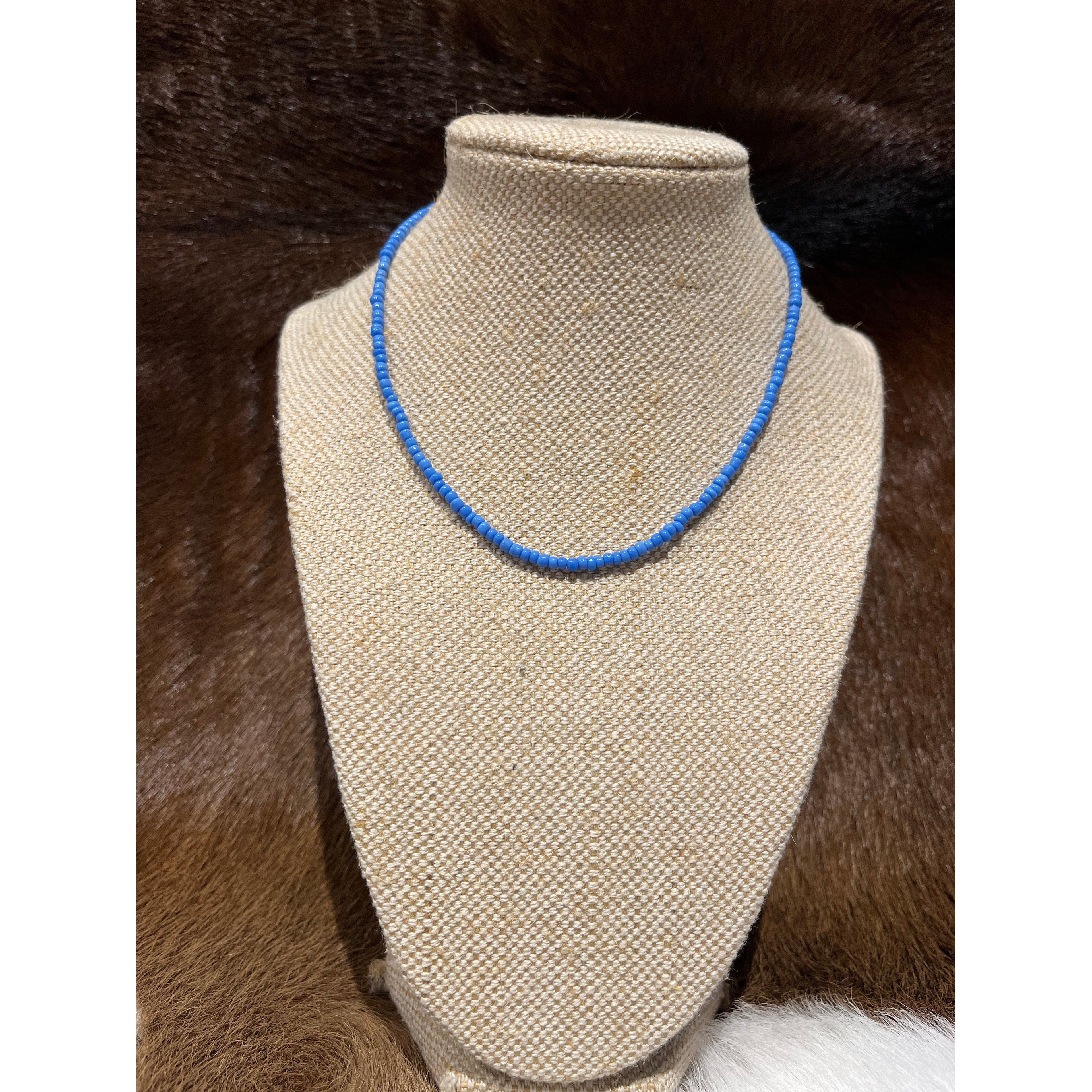 Blue bead choker
