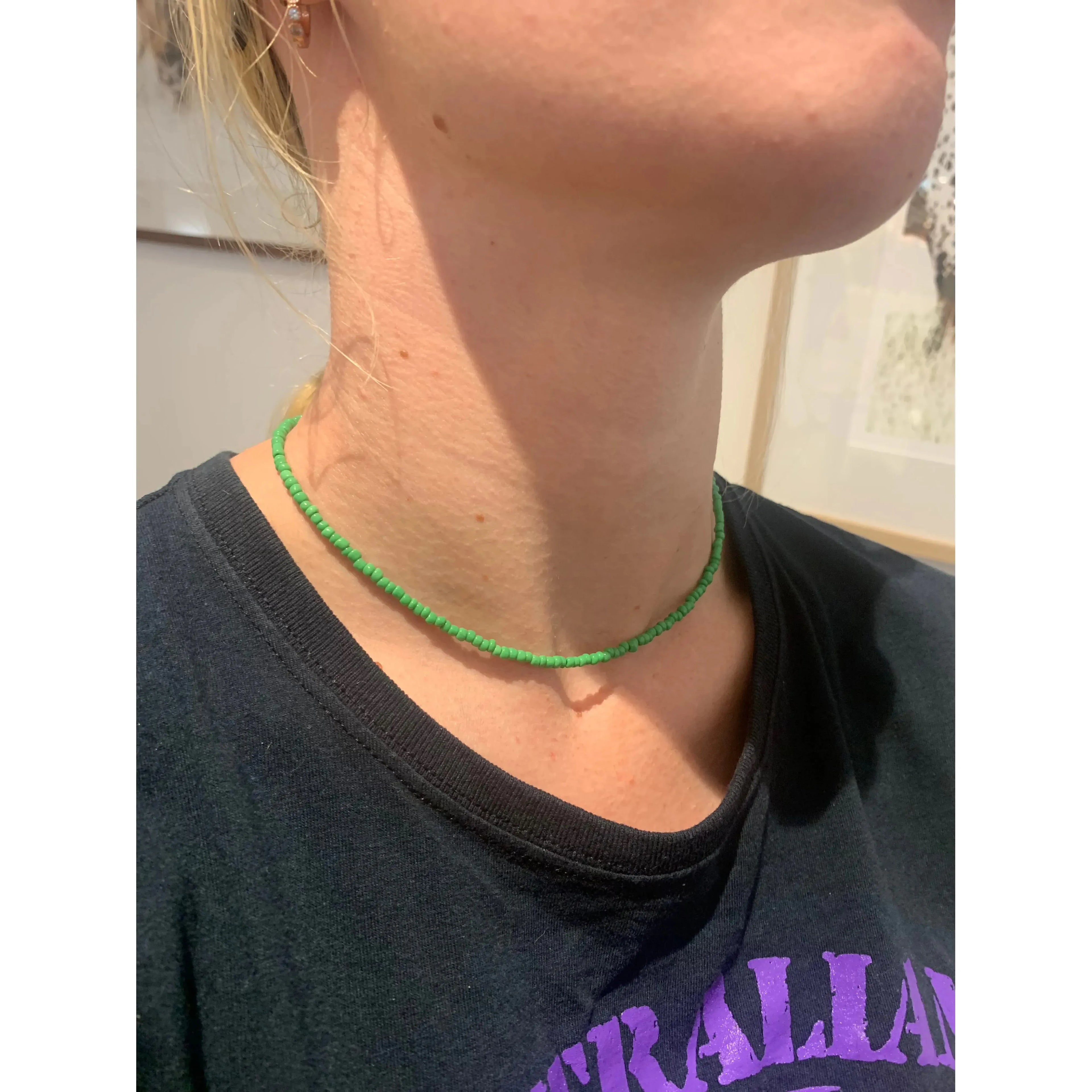 Green bead choker