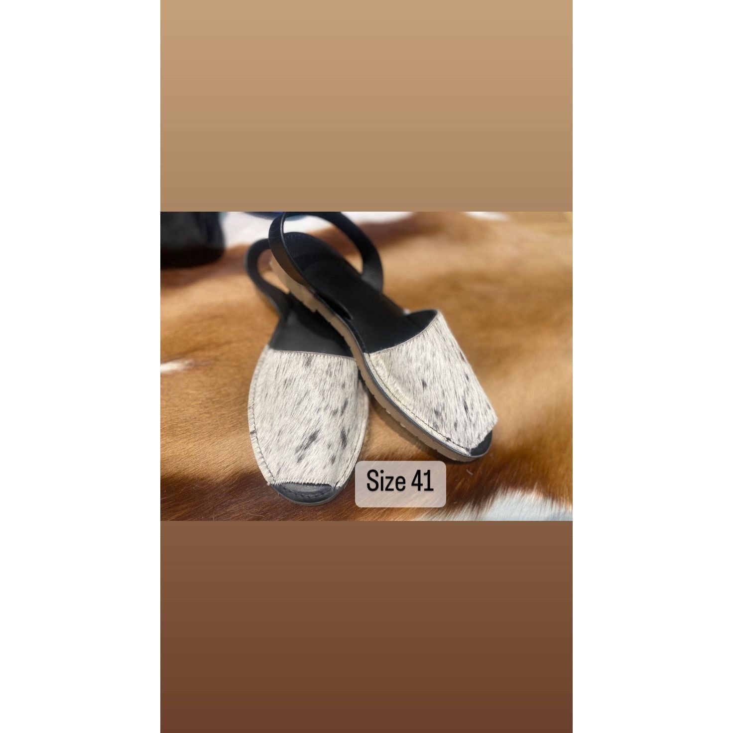 Black Cowhide Shoes Sling Back
