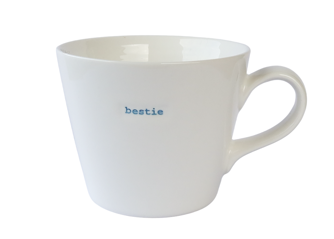 Word Bucket Mug - Bestie (Hand Embossed Blue Text)