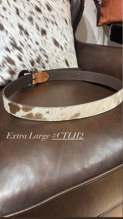 Chocolate Tooled Leather and Hide Belt 
