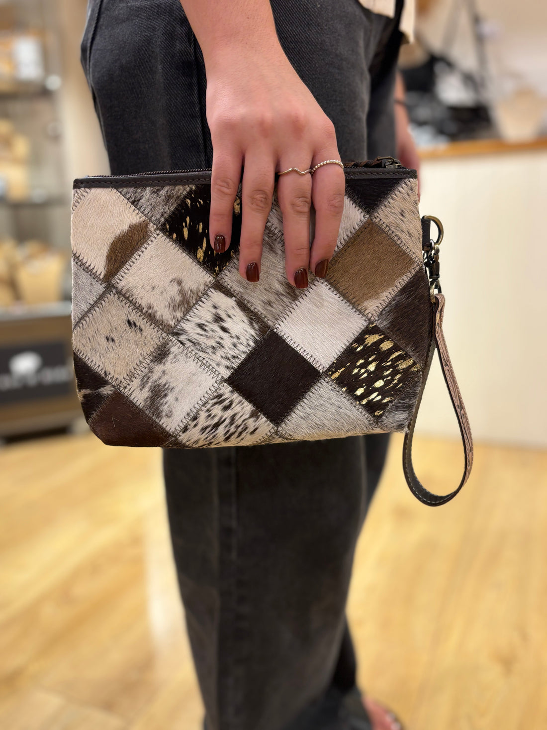 Patchwork Cowhide clutch